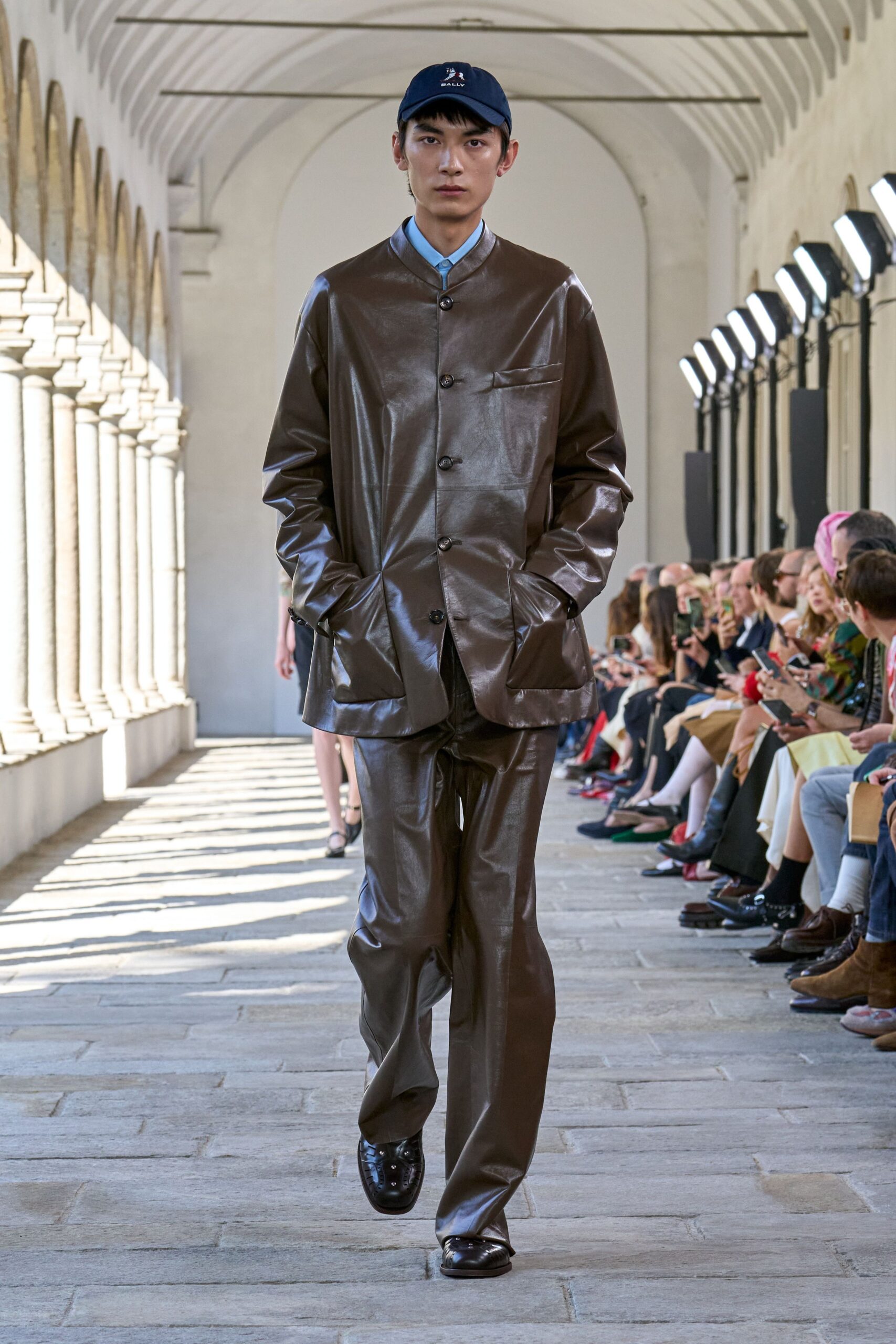 brown leather jacket and pants