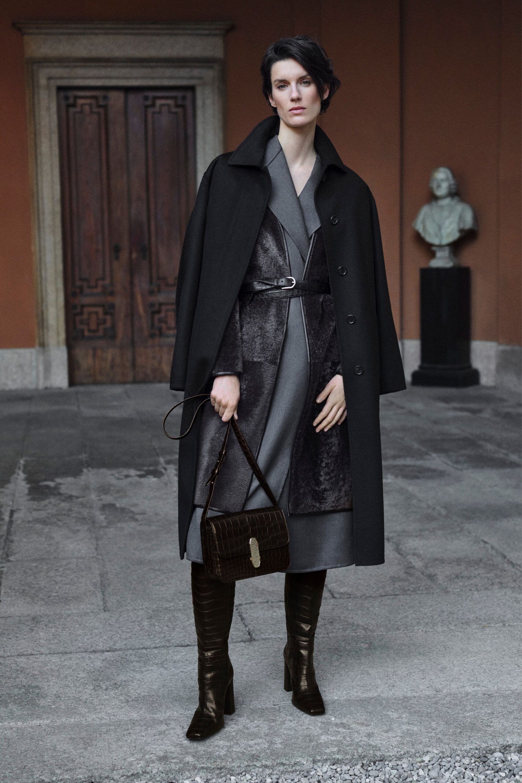 black leather boots