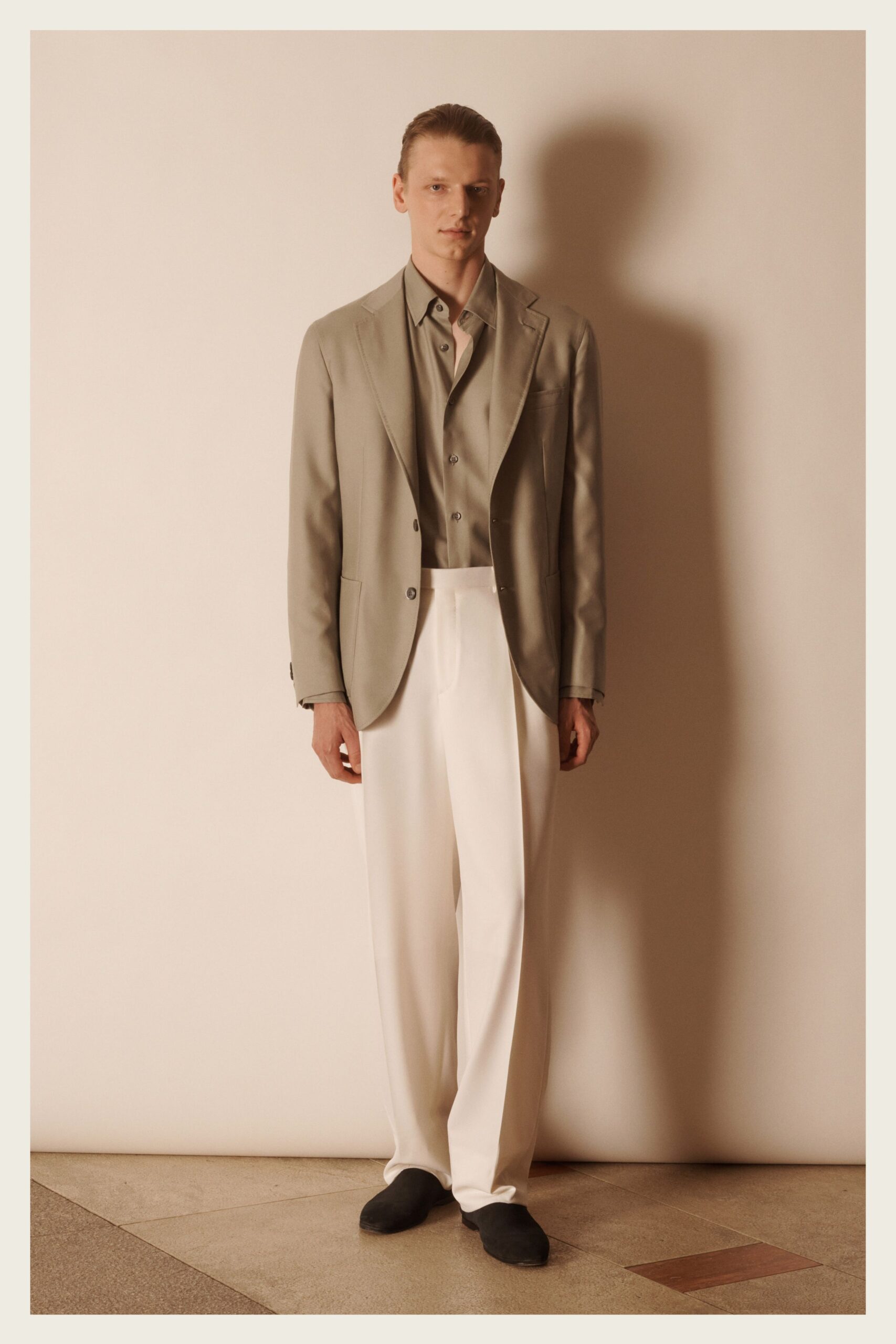 white wool high-waisted wide-leg pants