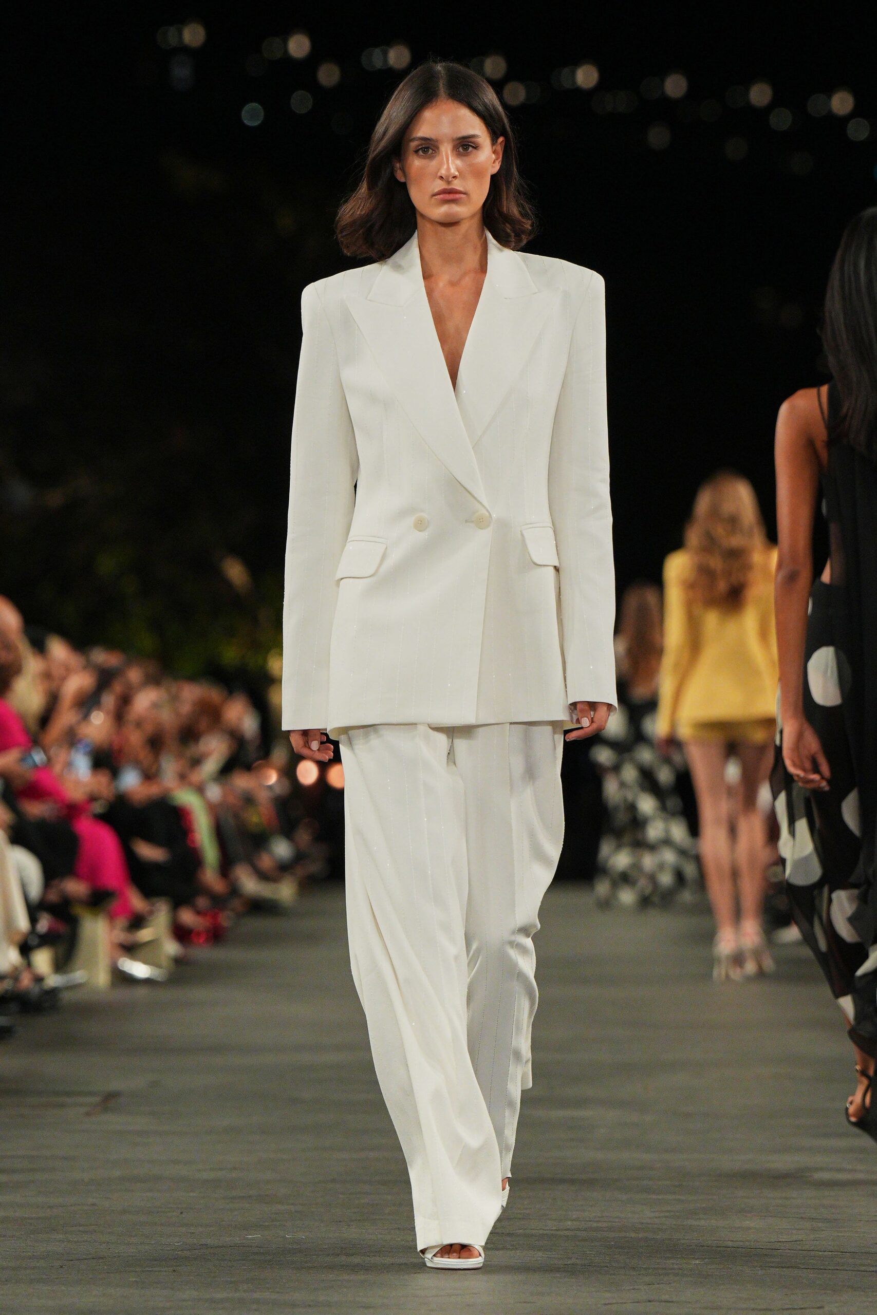 white blazer with white pants