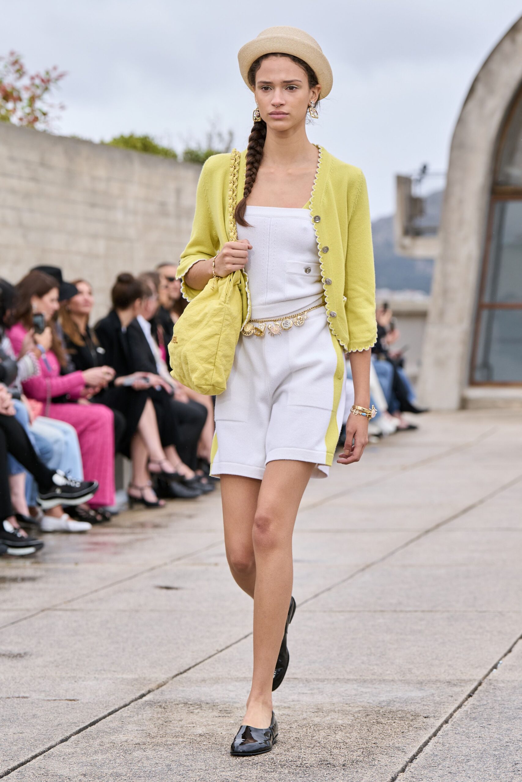 yellow long-sleeve collared fitted buttoned cardigan