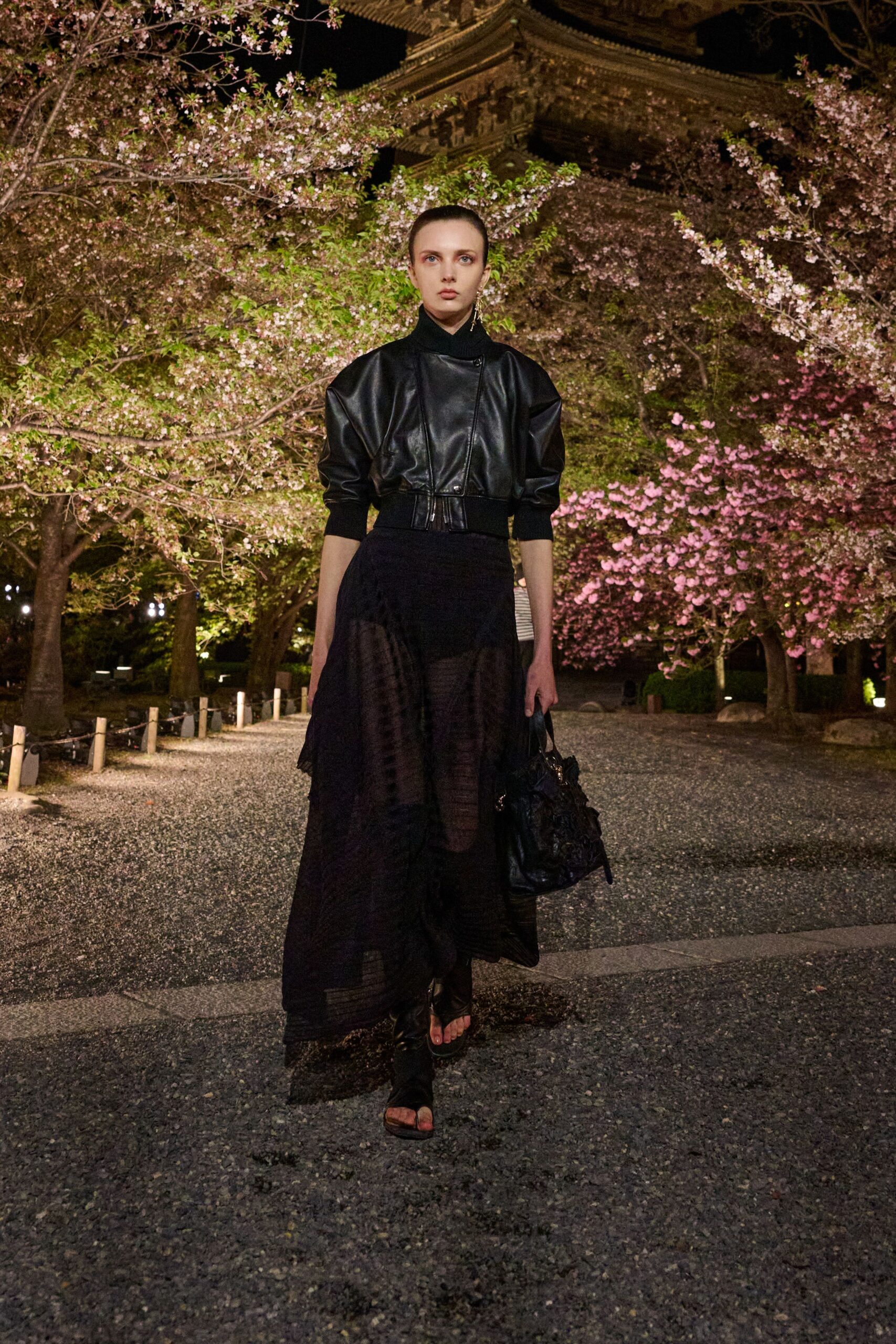 black silk relaxed tiered flowing maxi skirt