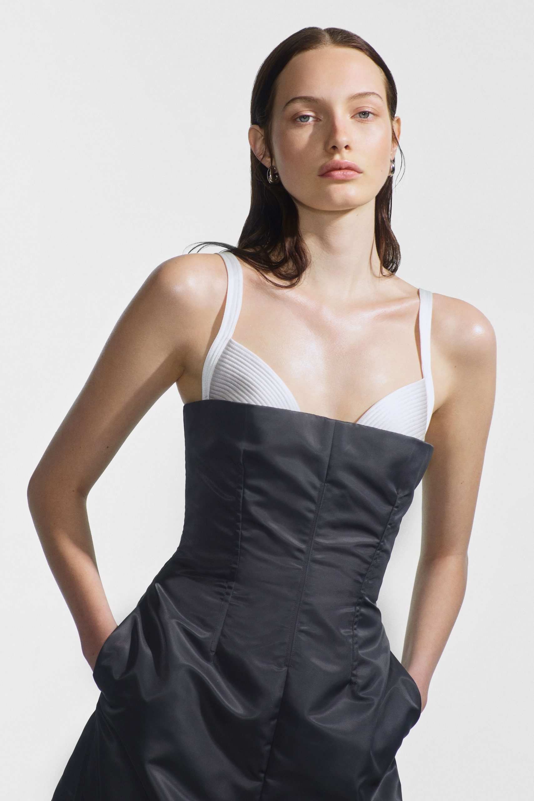 black and white fitted dress