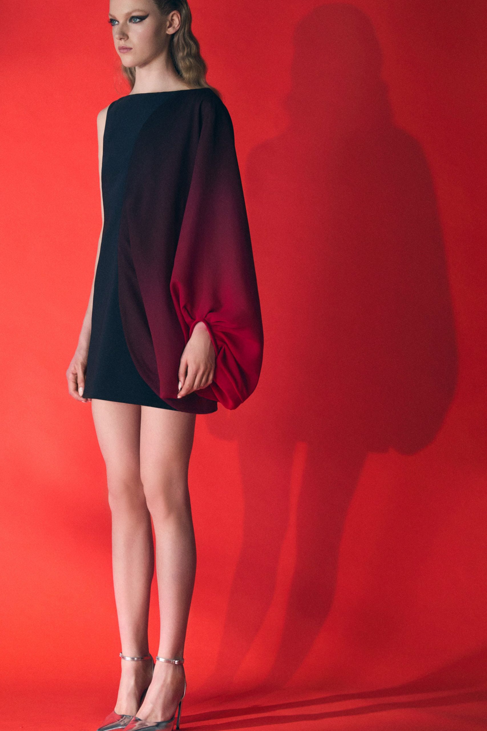 black and red asymmetric mini dress