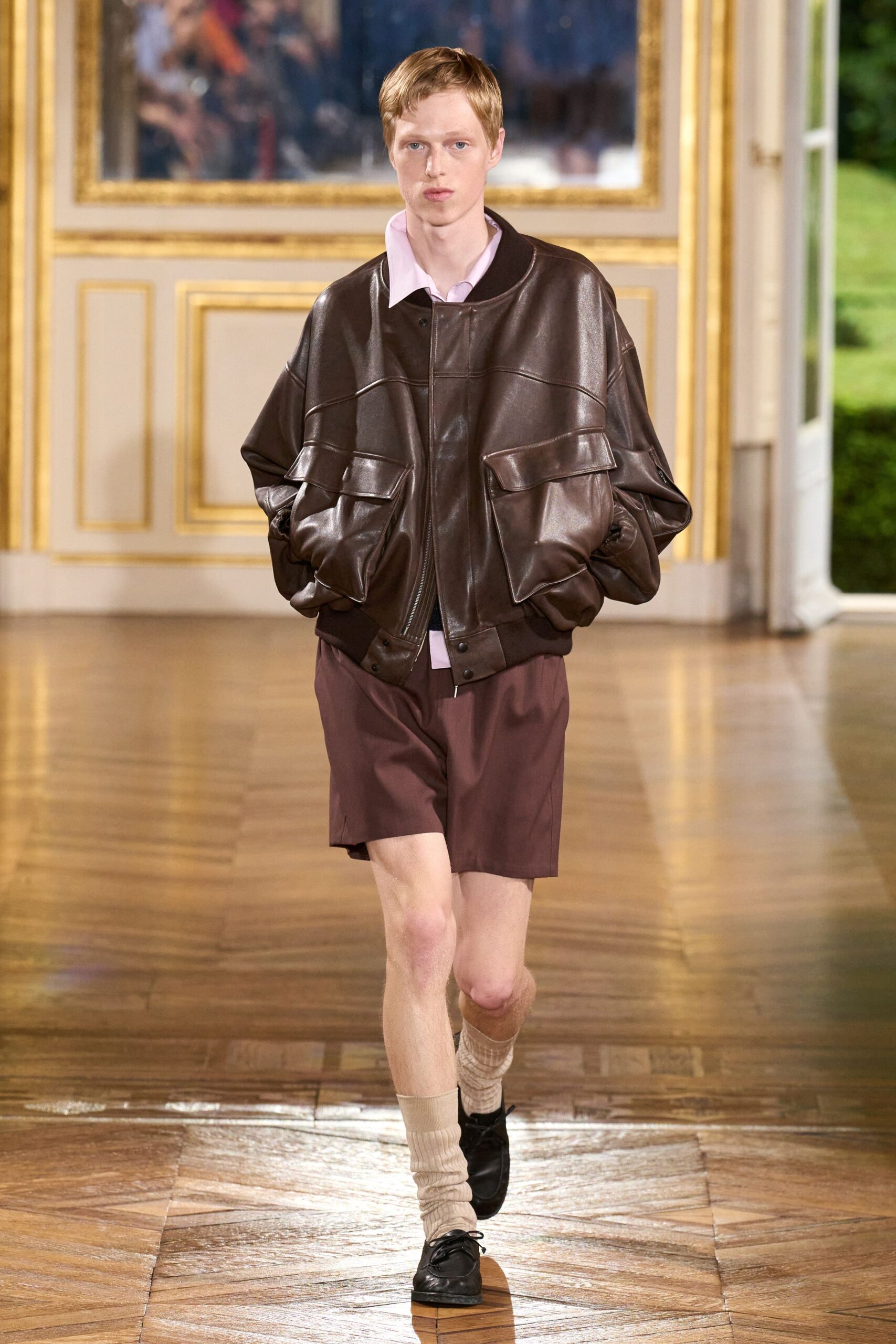 brown leather oversized jacket