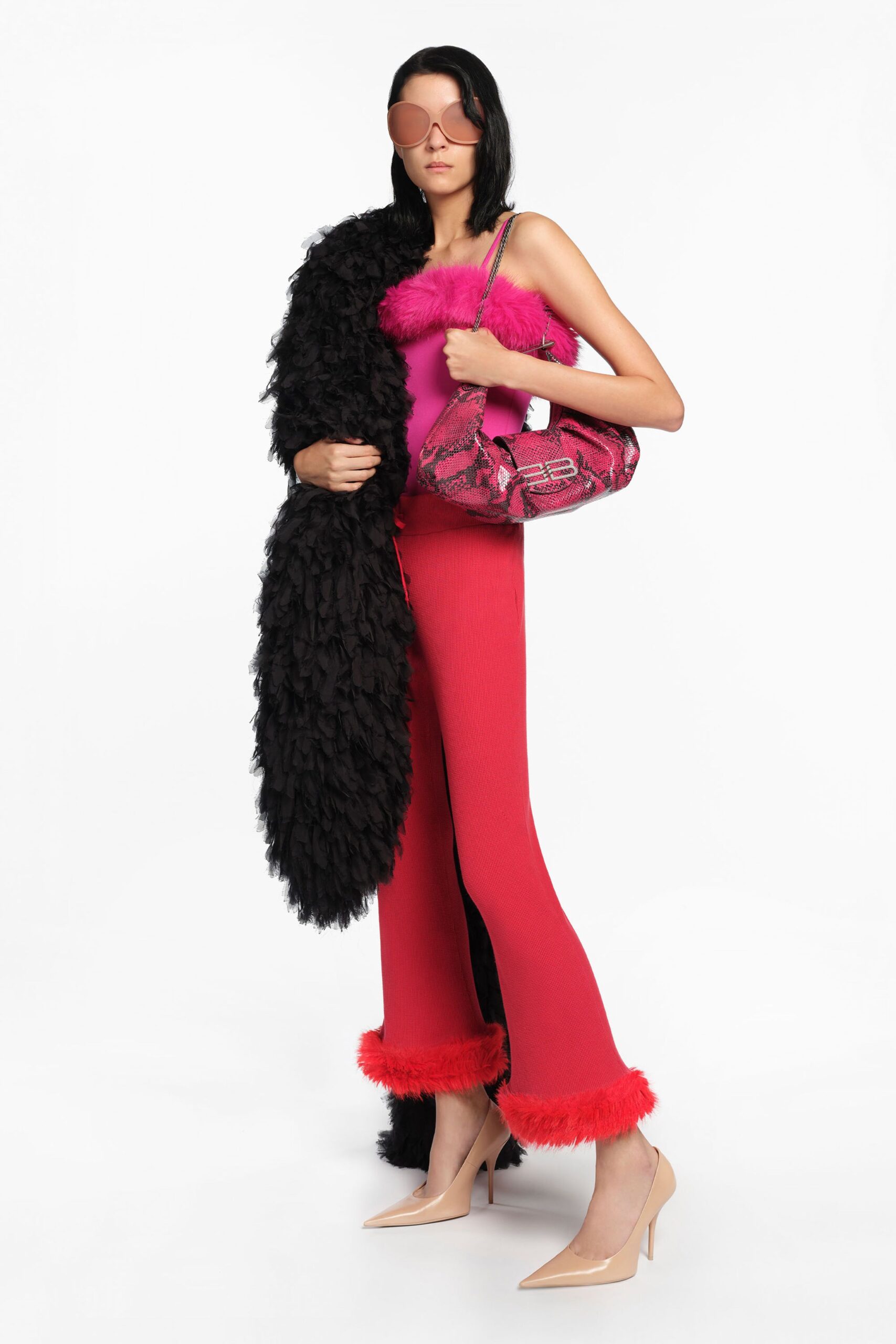 red knit relaxed flared pockets textured maxi pants