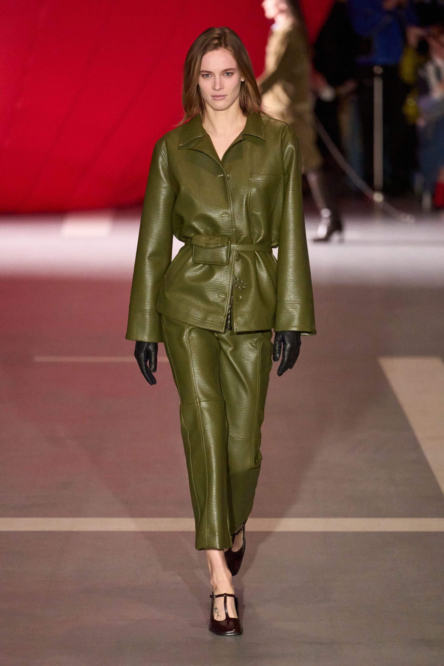 green leather jacket and pants
