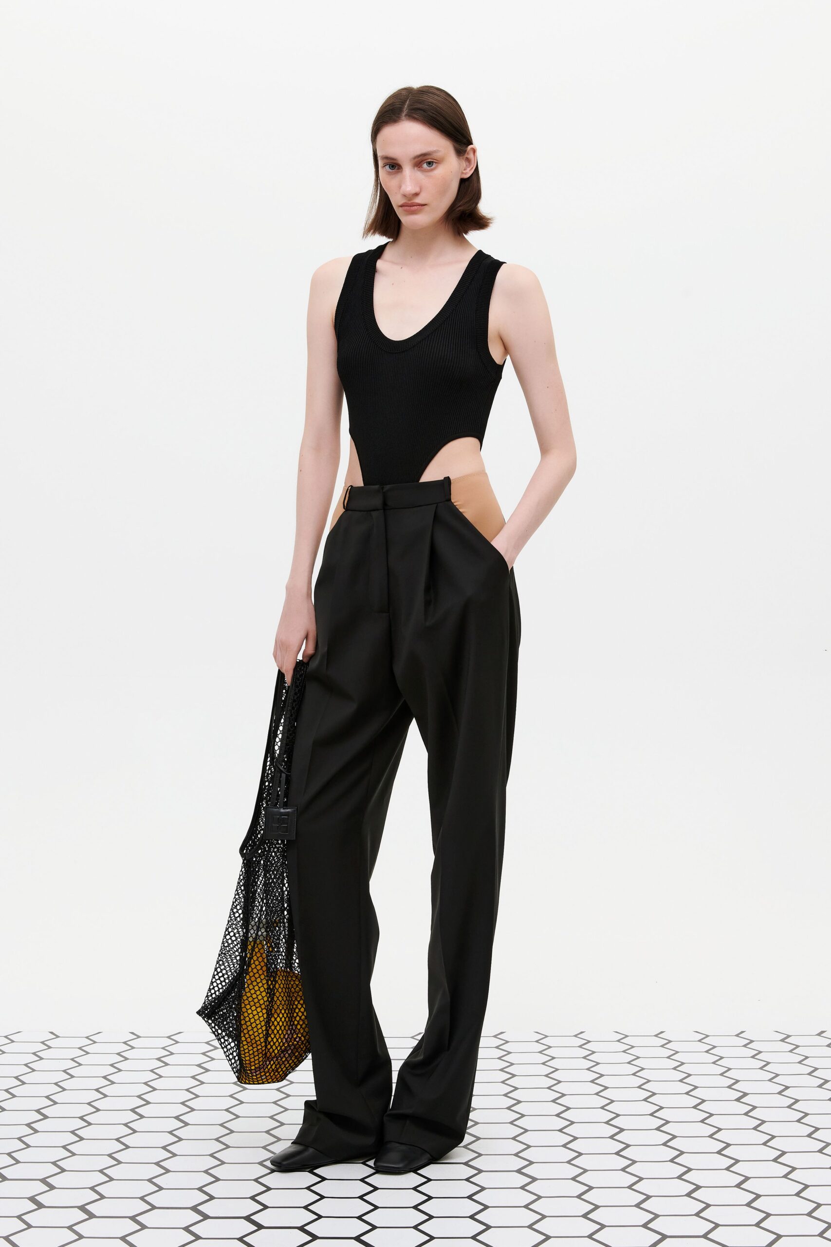 black bodysuit with cutout