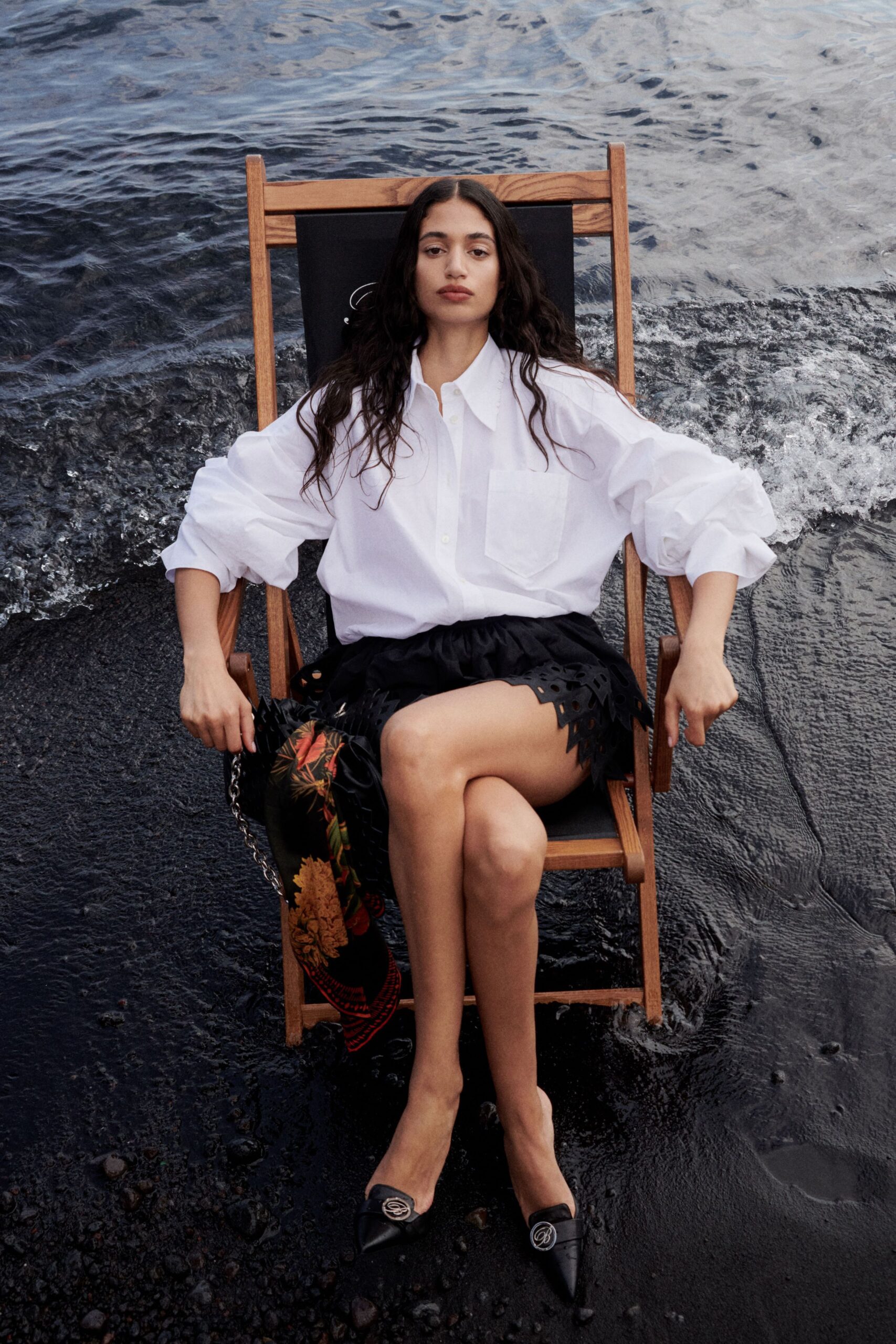 white shirt black mini skirt