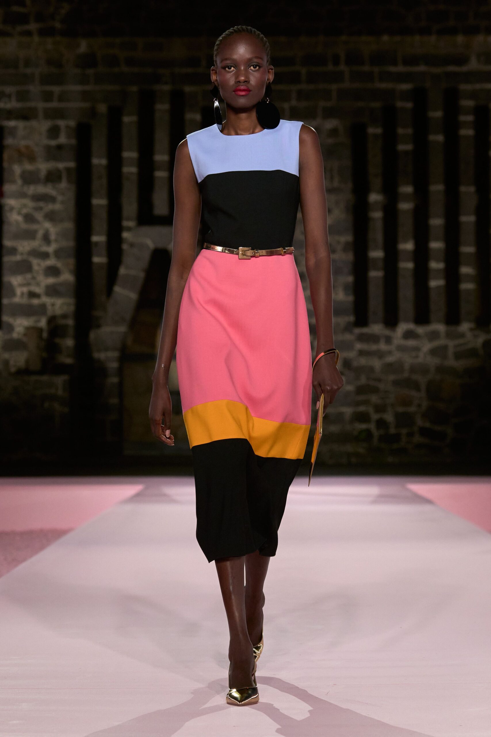 color-blocked midi dress