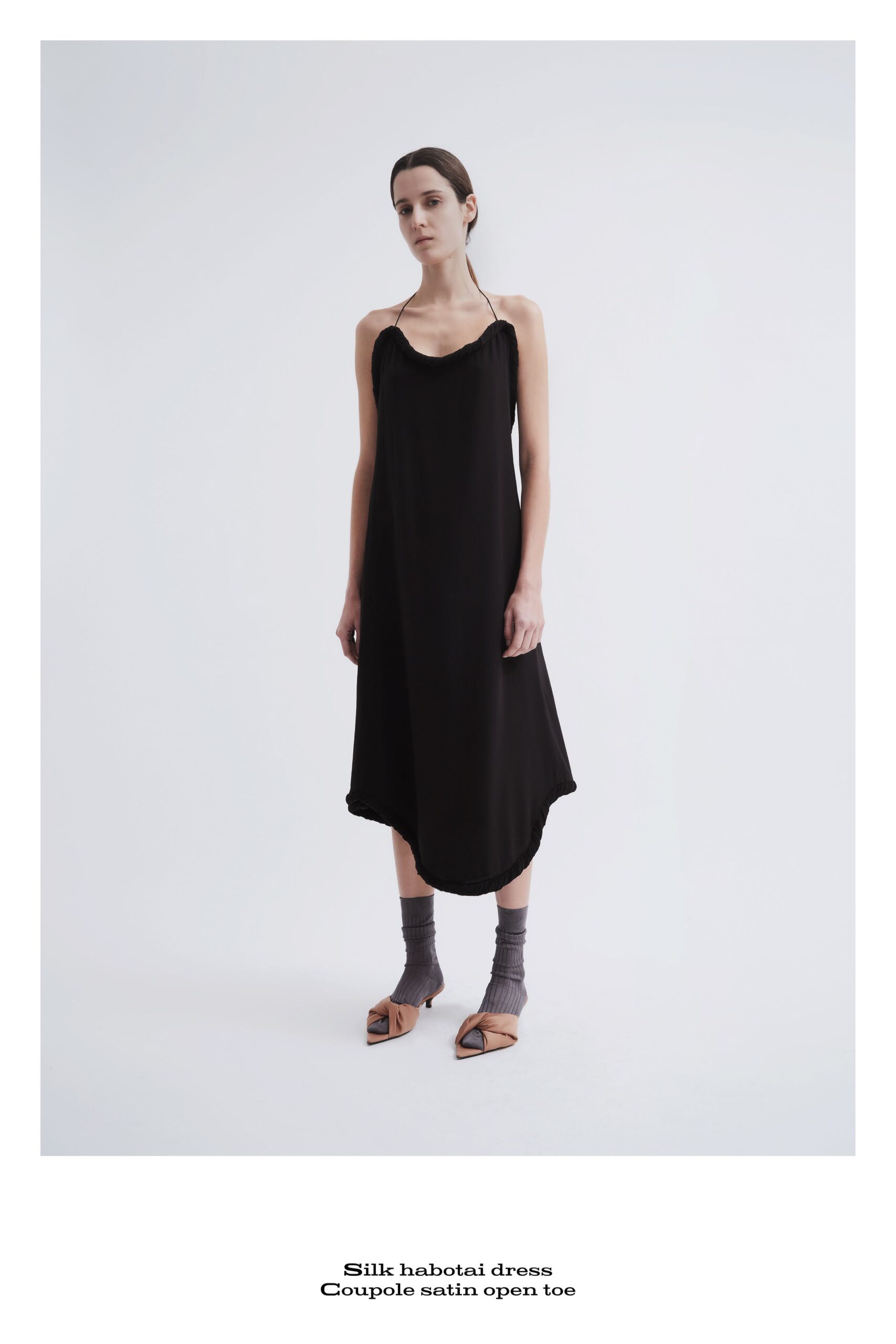 black silk relaxed midi dress