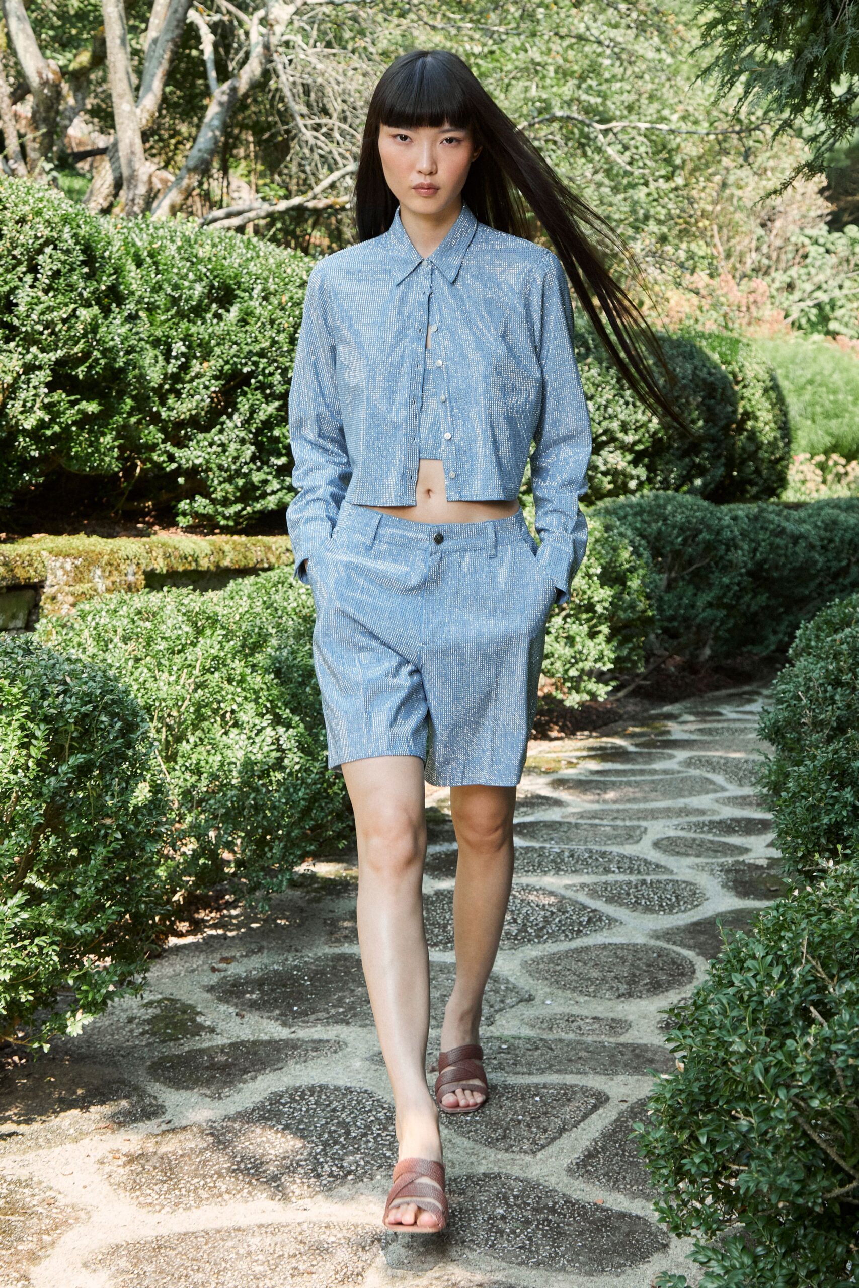 blue cotton shirt and shorts