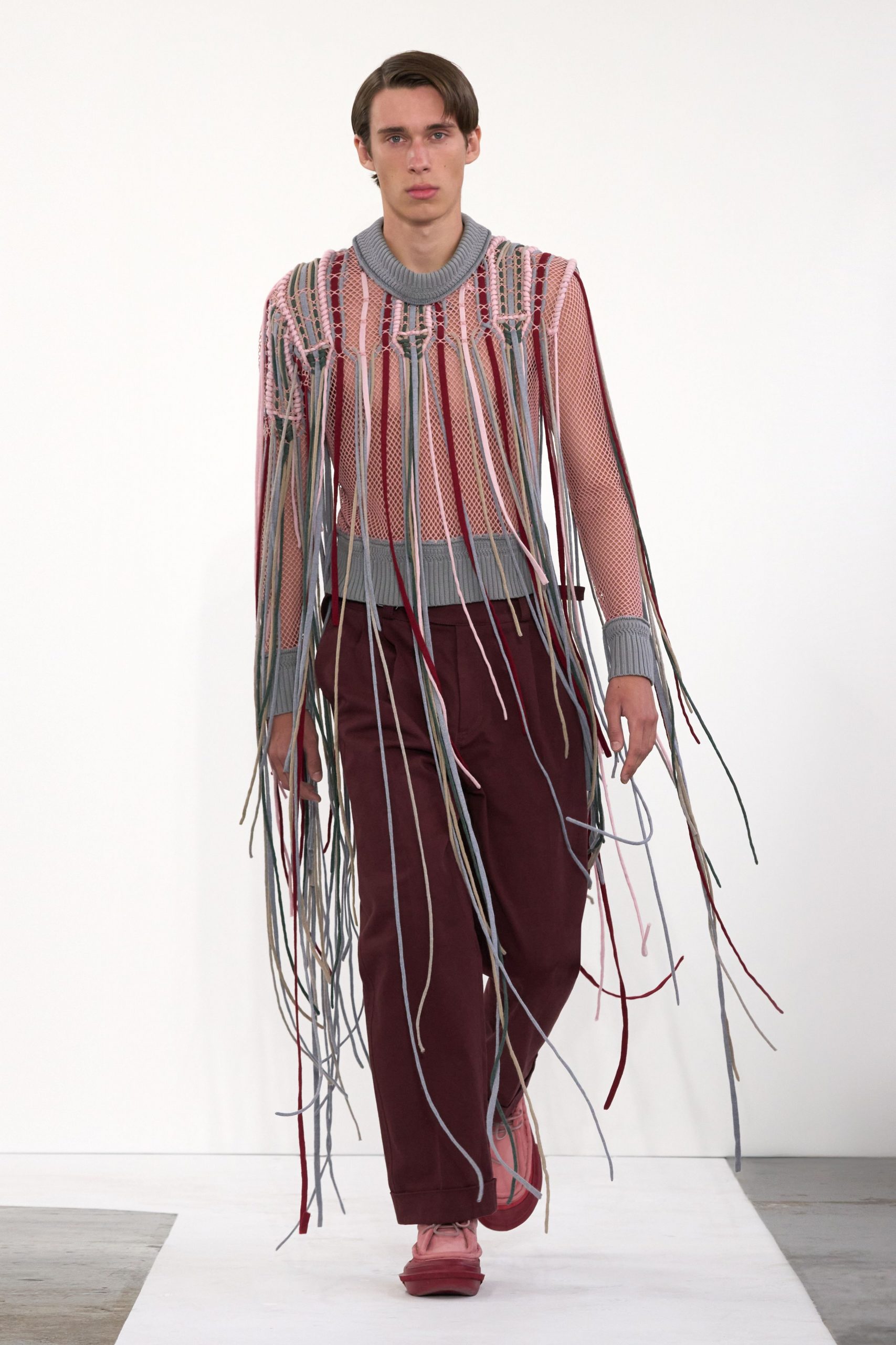 maroon cotton relaxed straight-leg pants