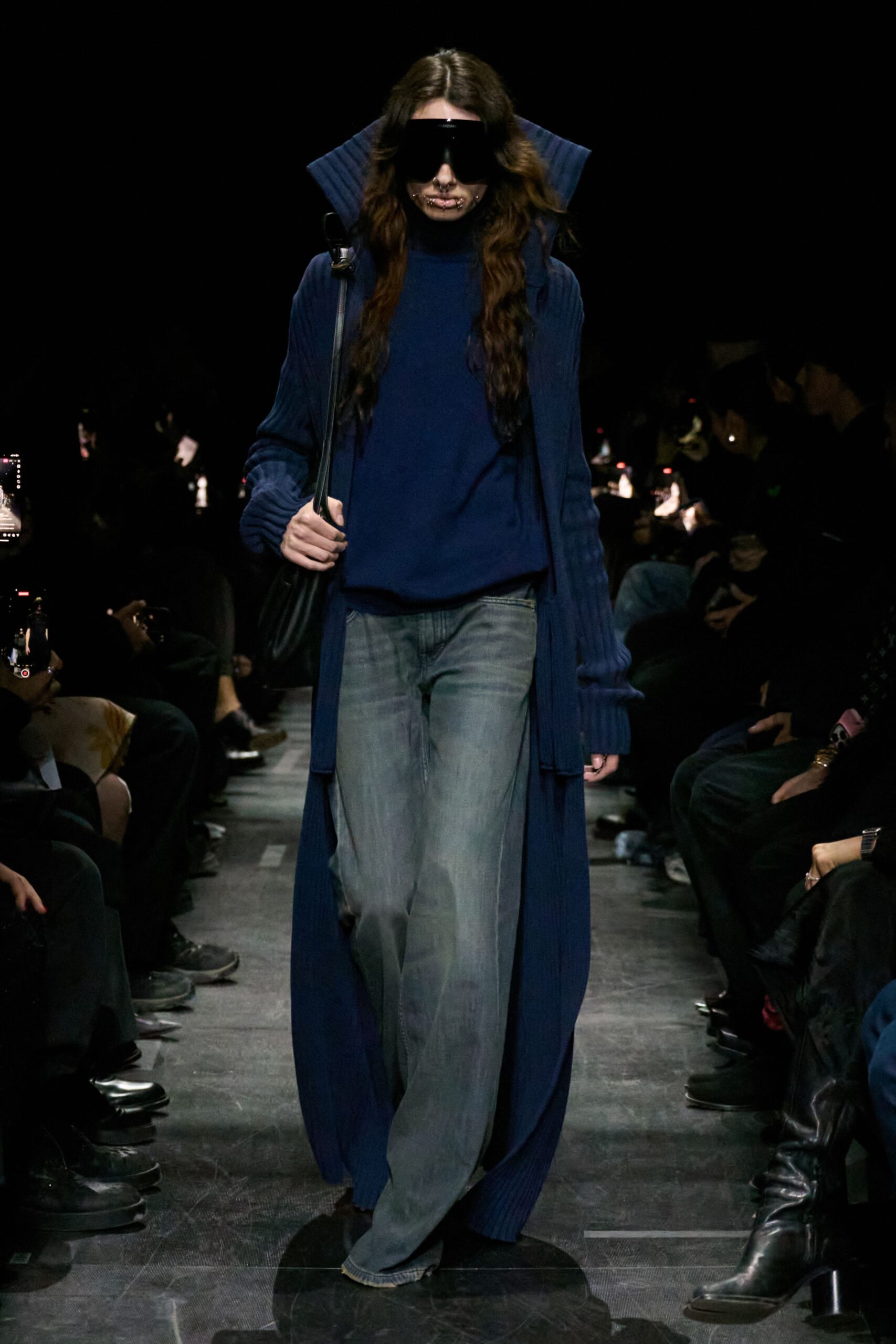 blue relaxed top with coat