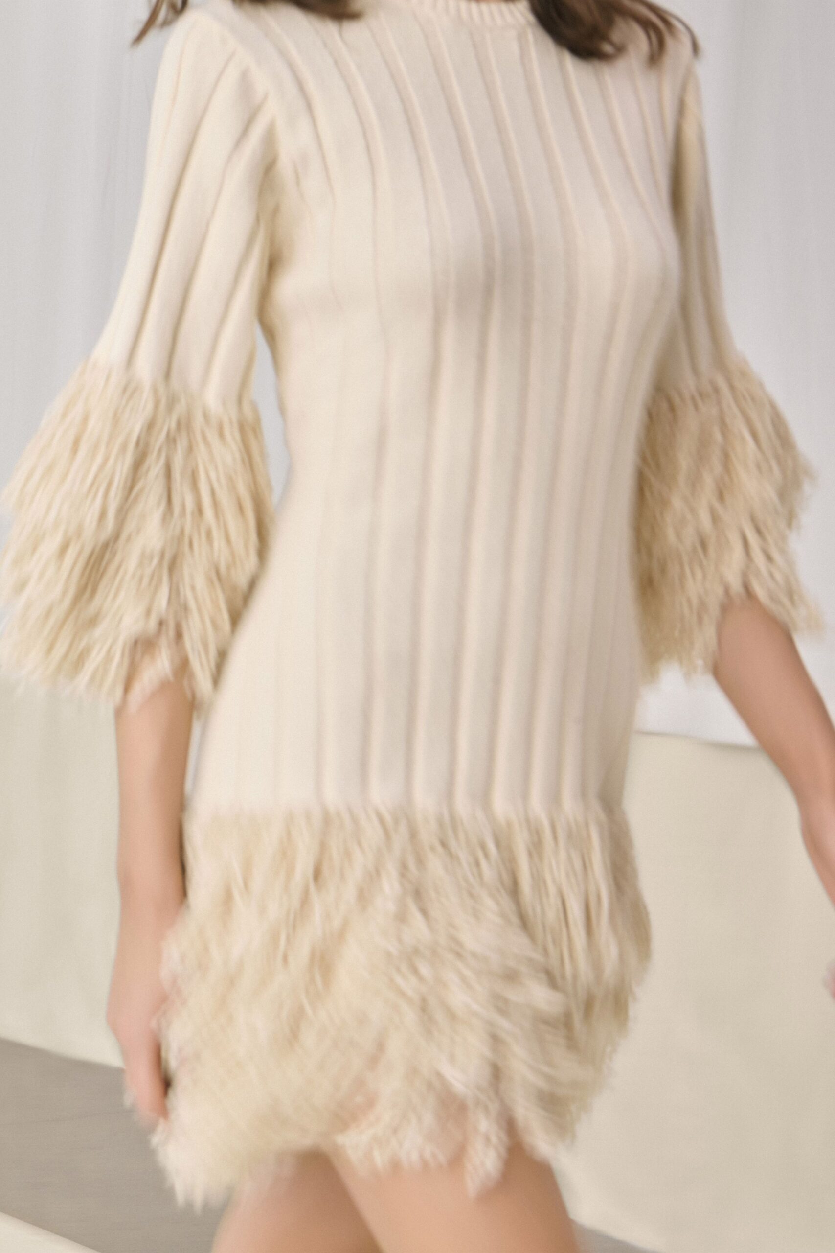 beige ribbed mini dress