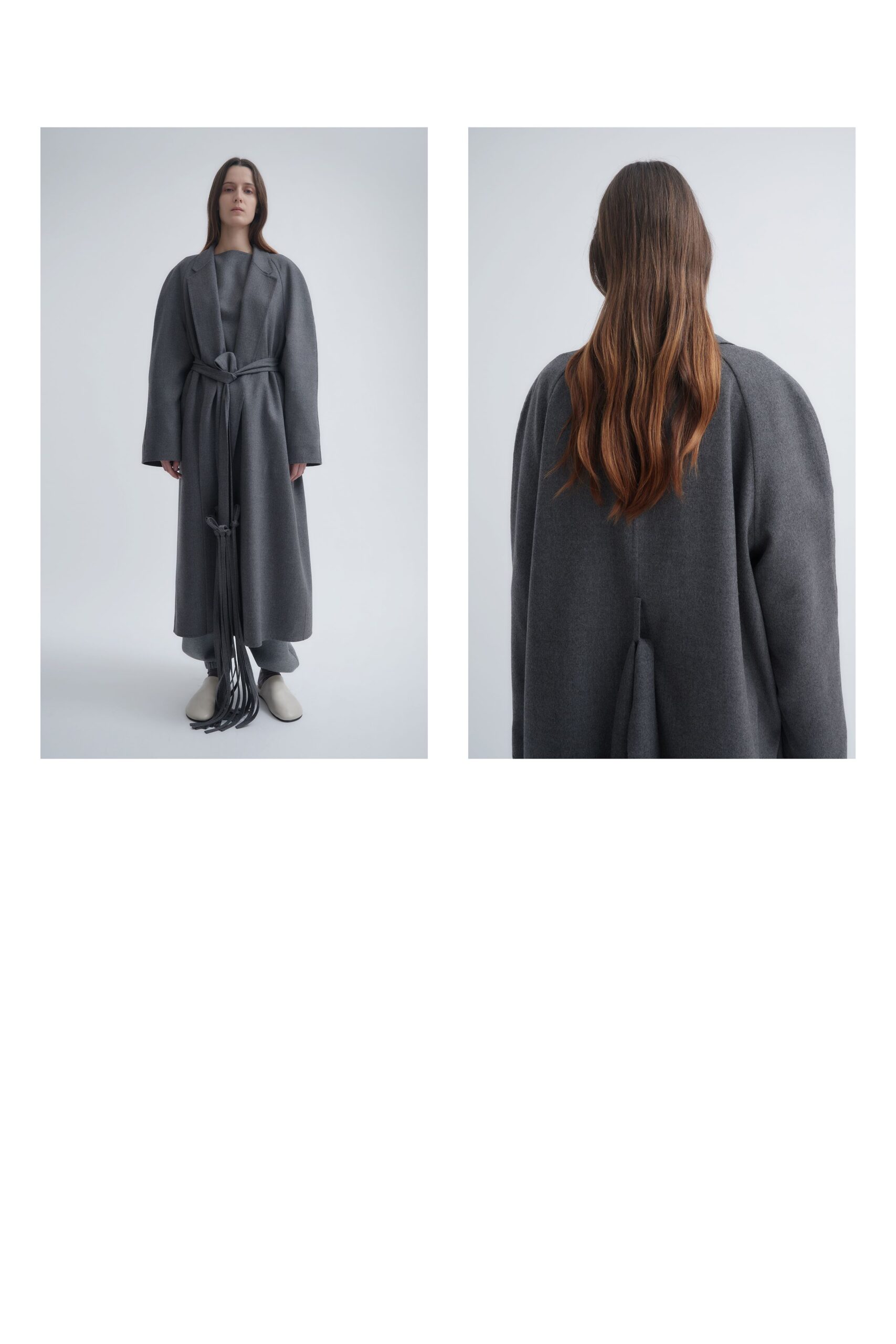 gray wool belted coat