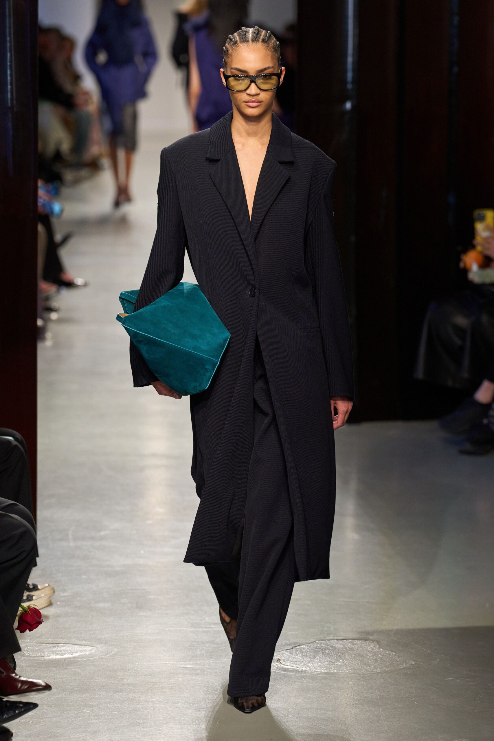 black tailored blazer and pants