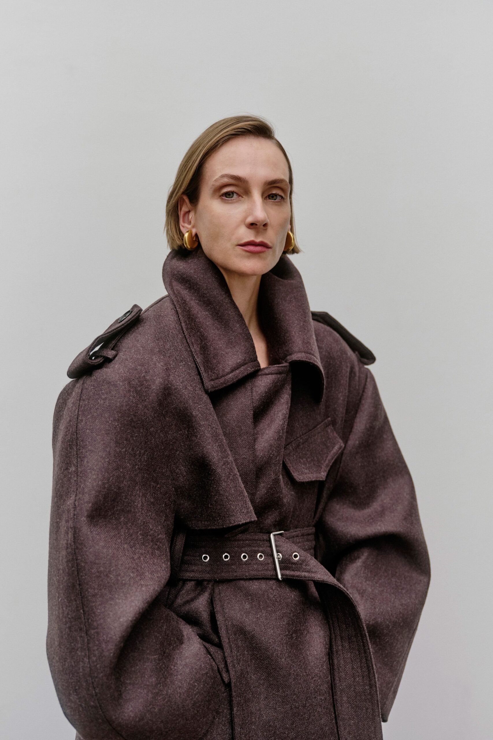 oversized brown wool coat