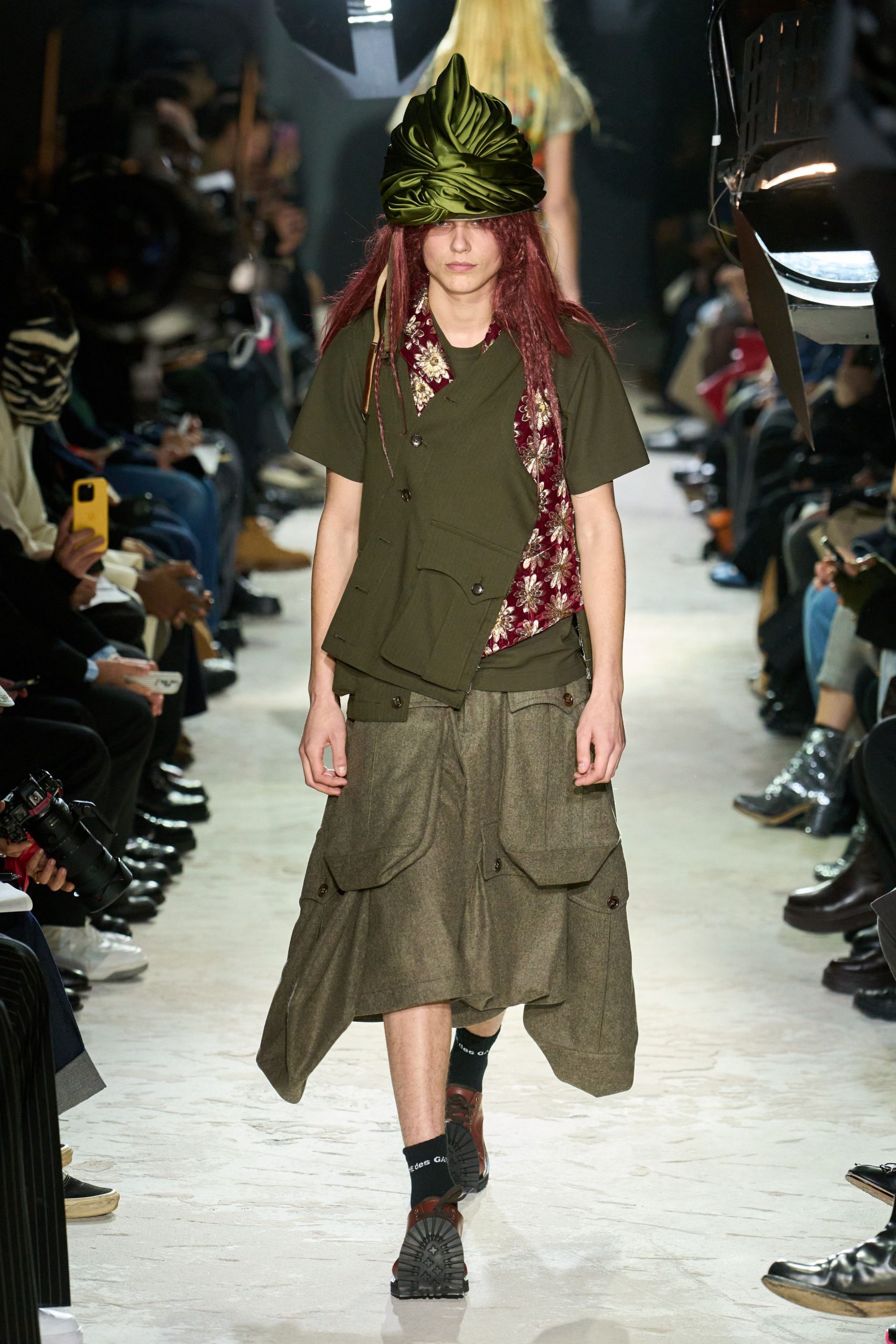 green relaxed top with cargo skirt
