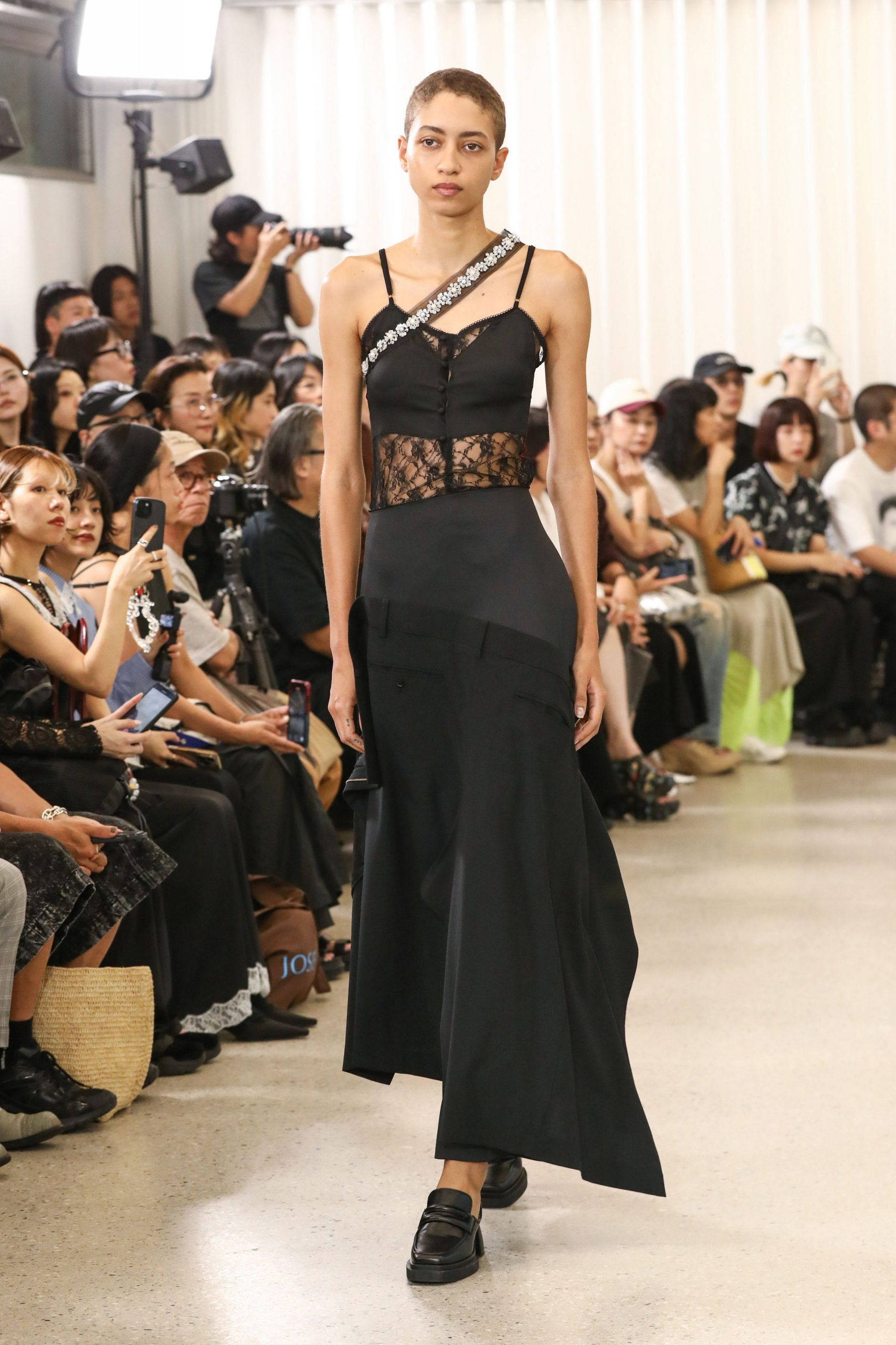 black silk sleeveless midi dress