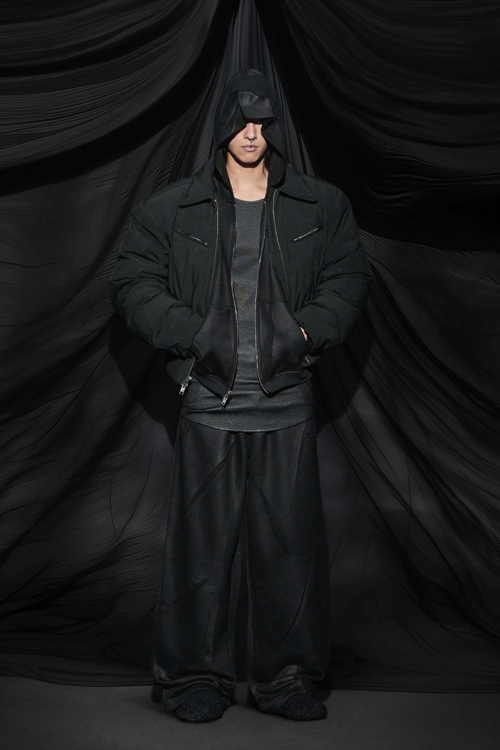 oversized black jacket with hood