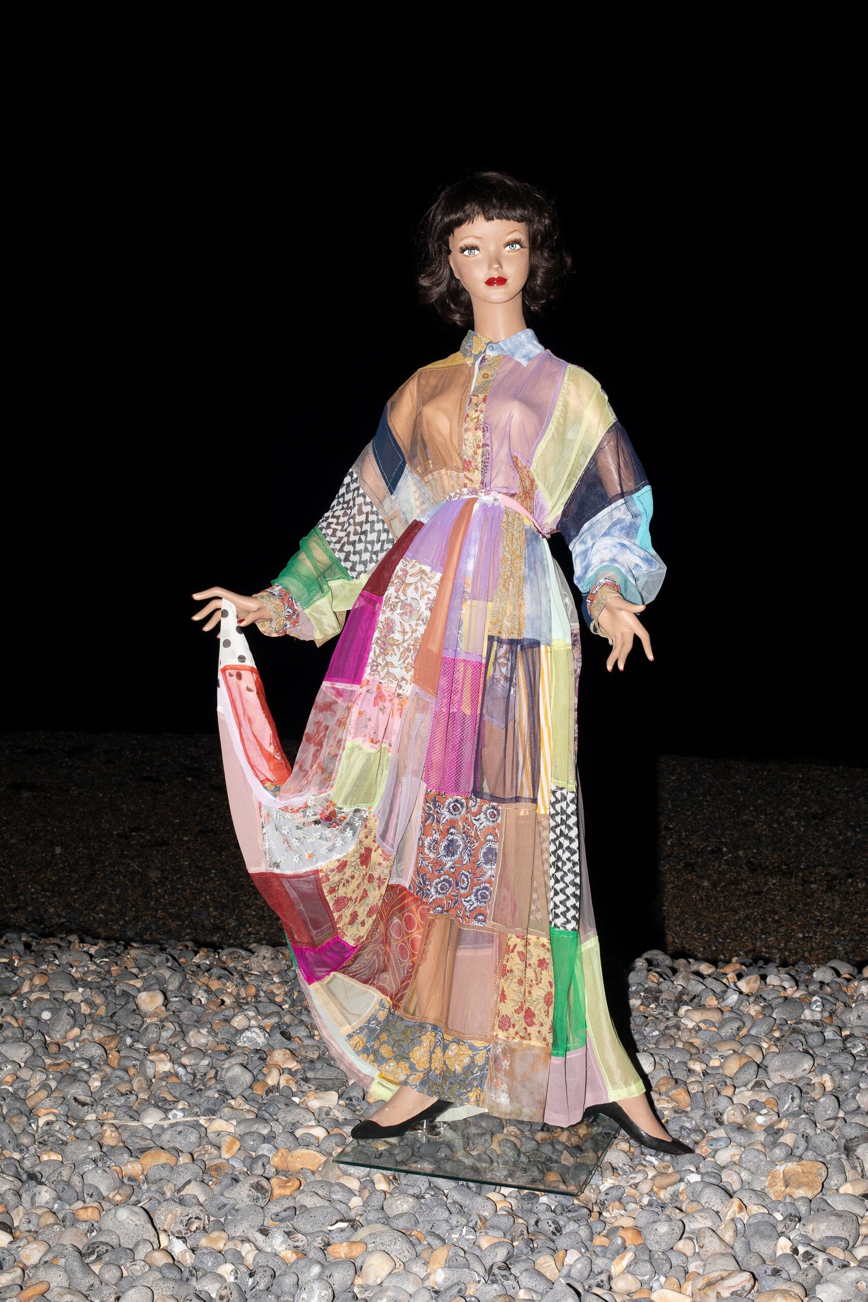 multi-colored patchwork maxi dress