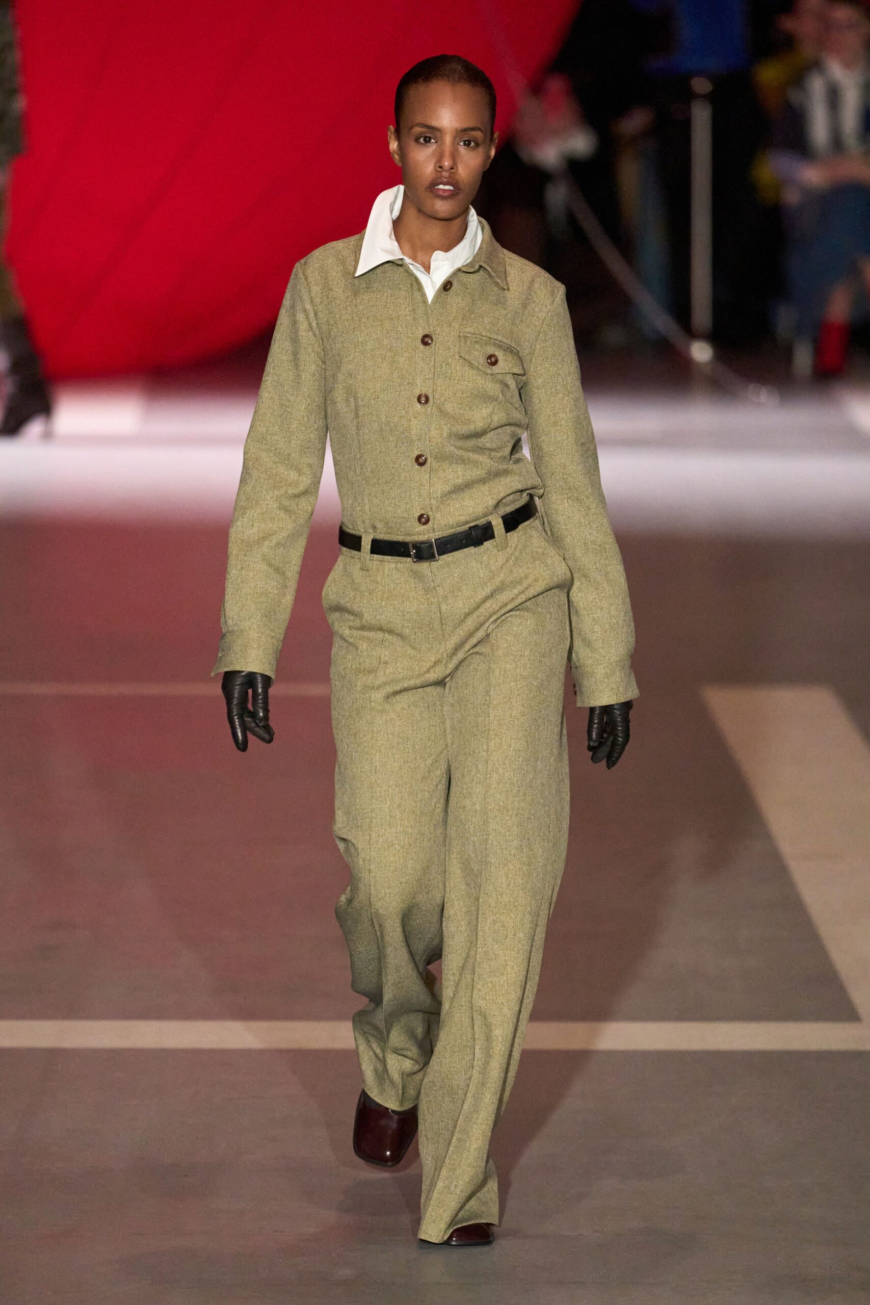 beige tweed jacket and pants