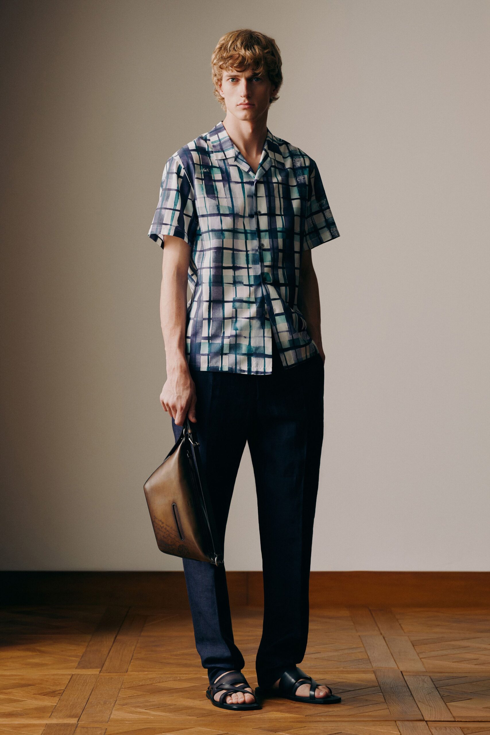 checked shirt with relaxed pants