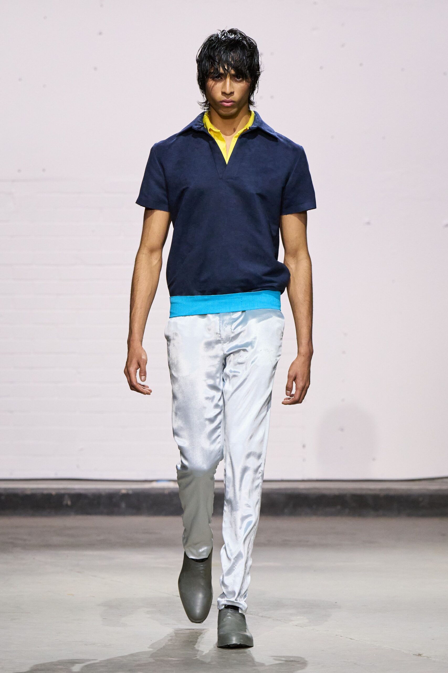white silk slim pants