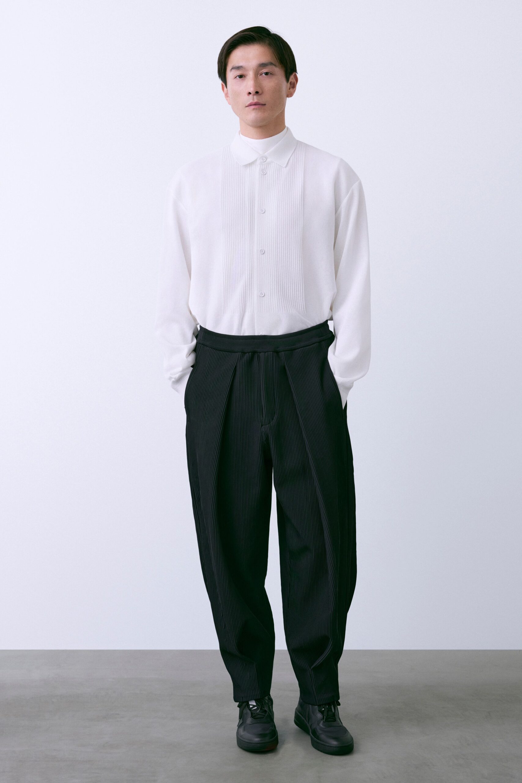 white shirt black pants