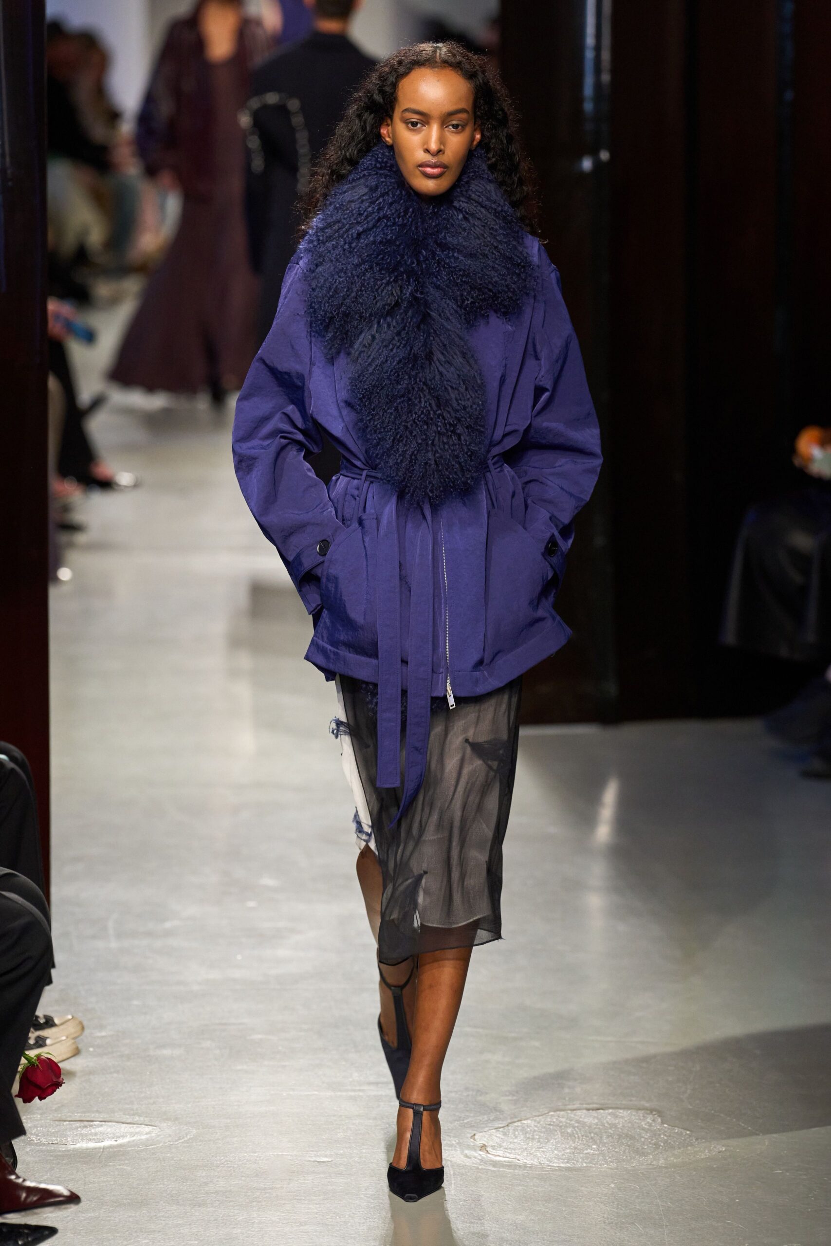 blue fur scarf