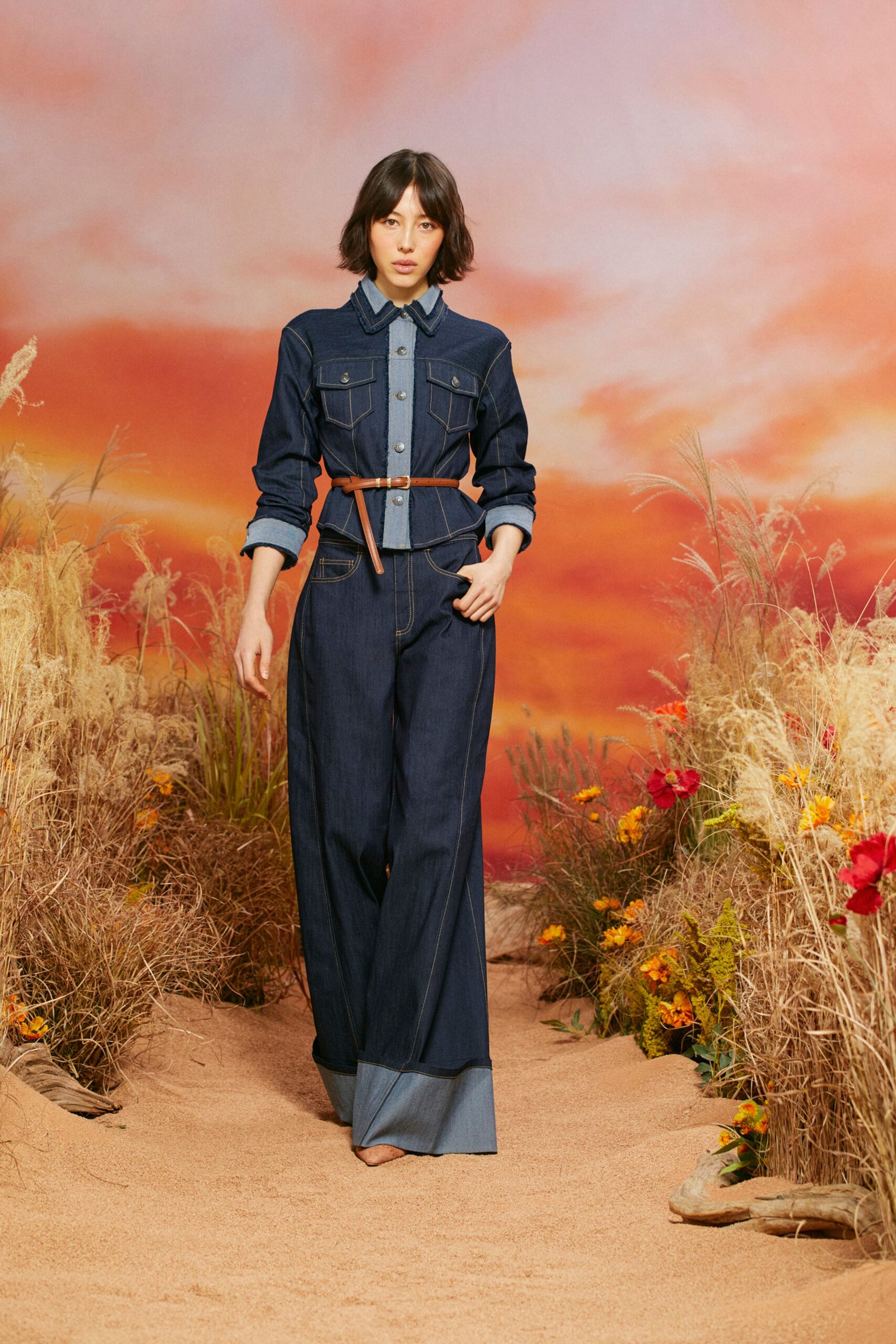 blue denim jacket and pants