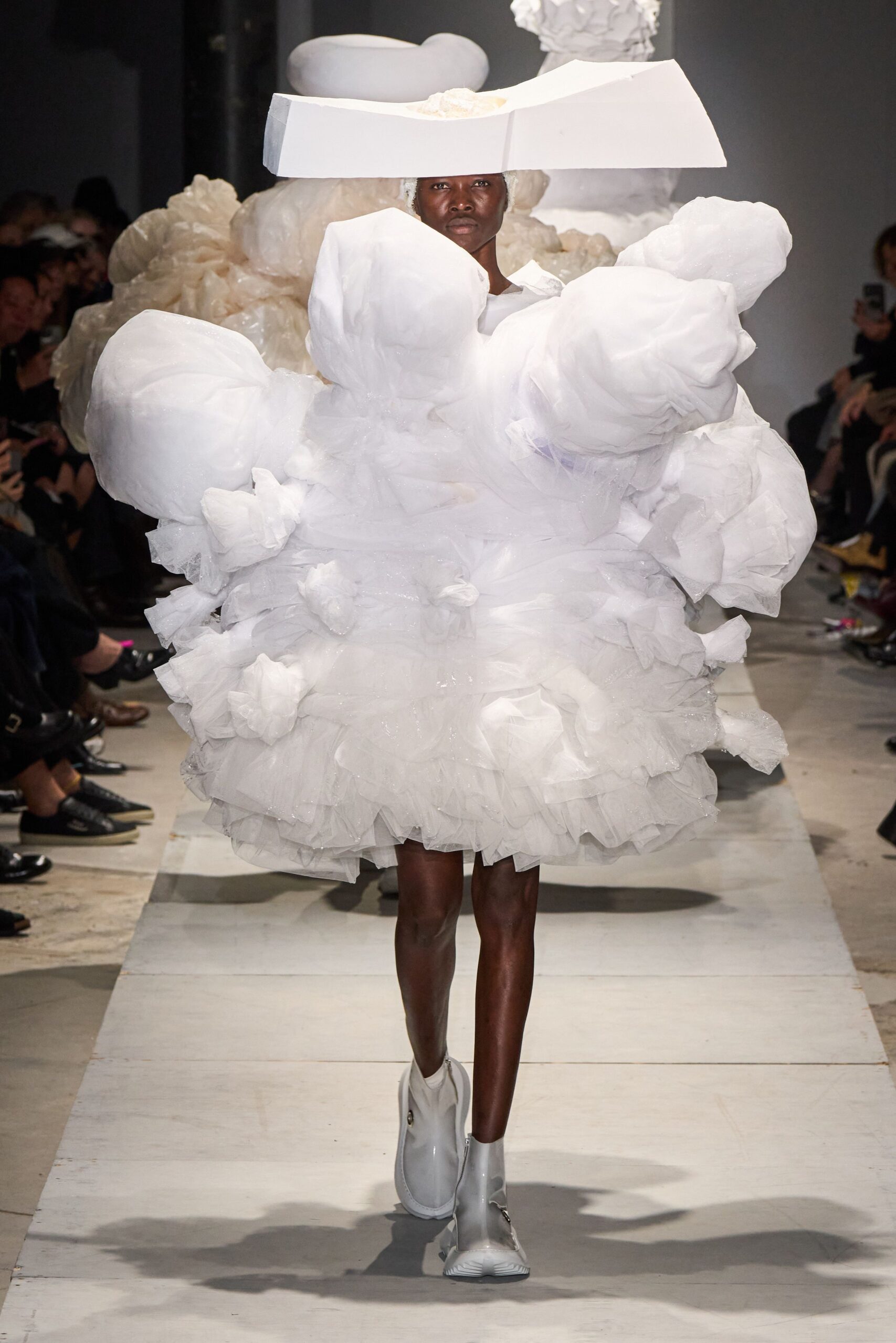 white tiered ruffled dress