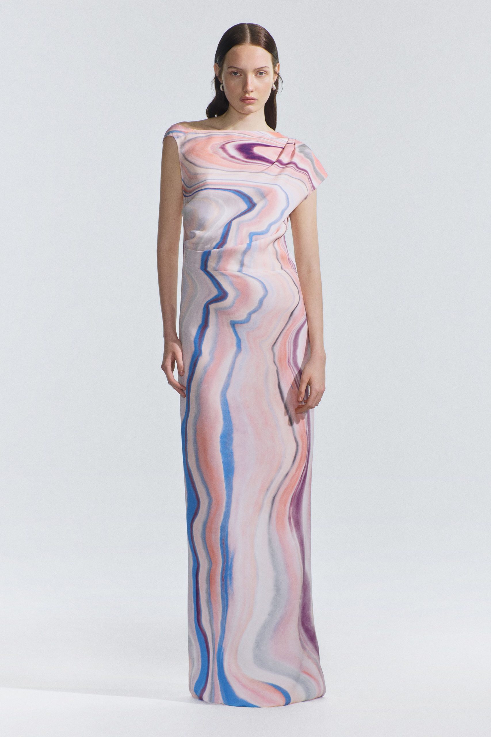 fitted silk maxi gown