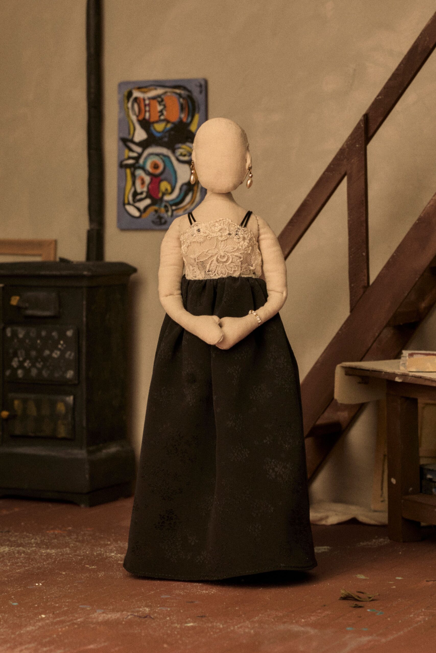 black and white sleeveless gown