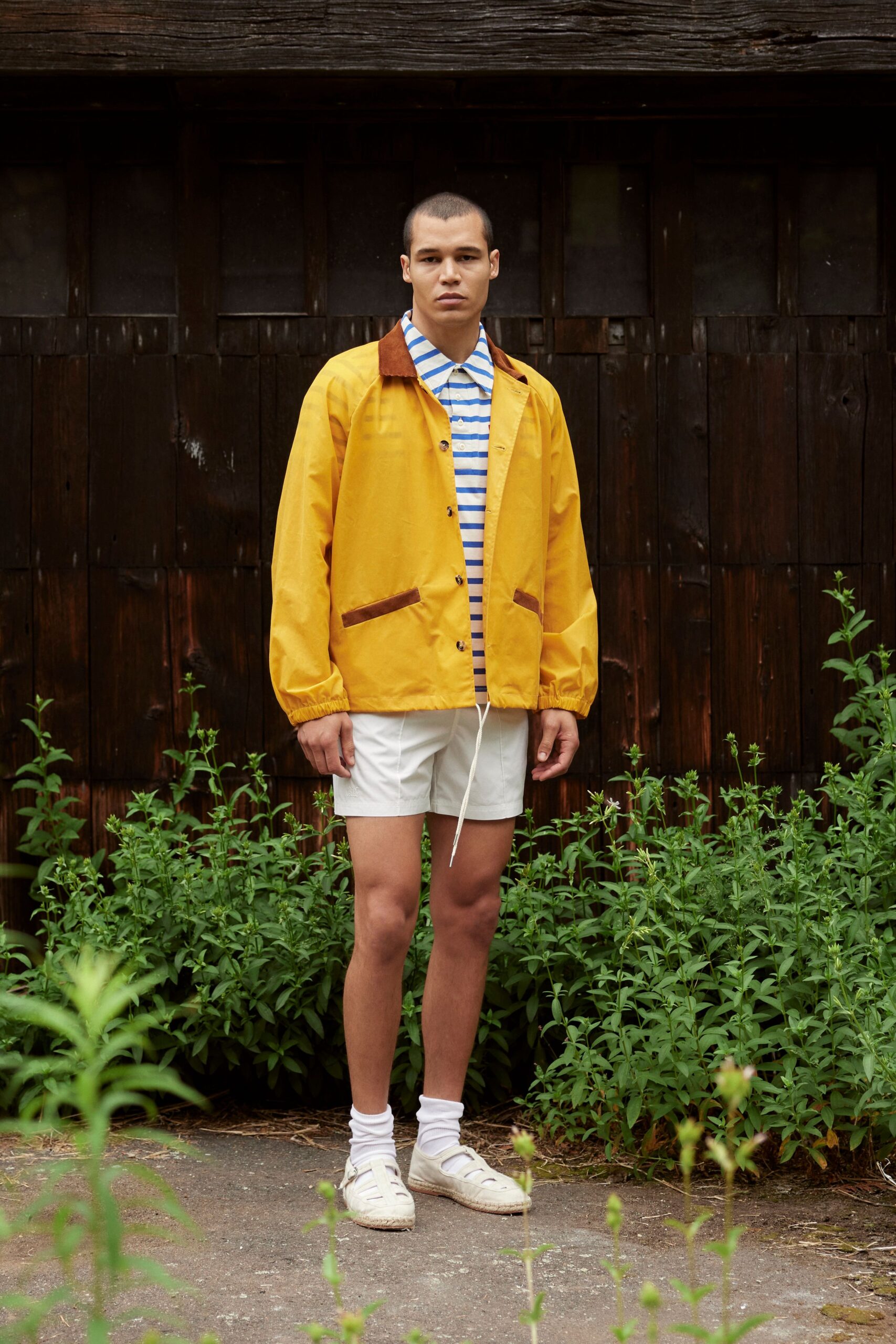 yellow long-sleeve collared relaxed jacket