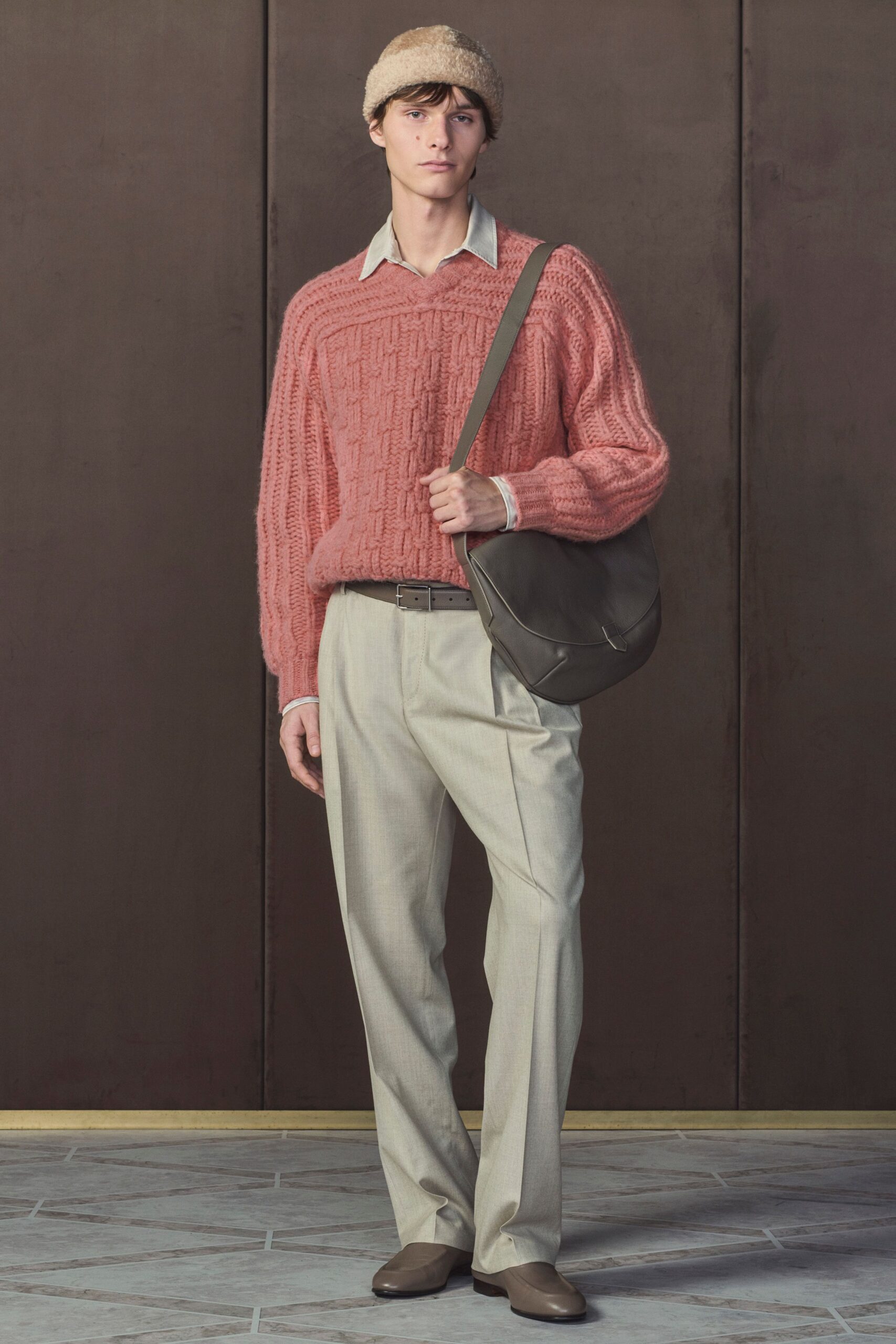 pink wool relaxed sweater