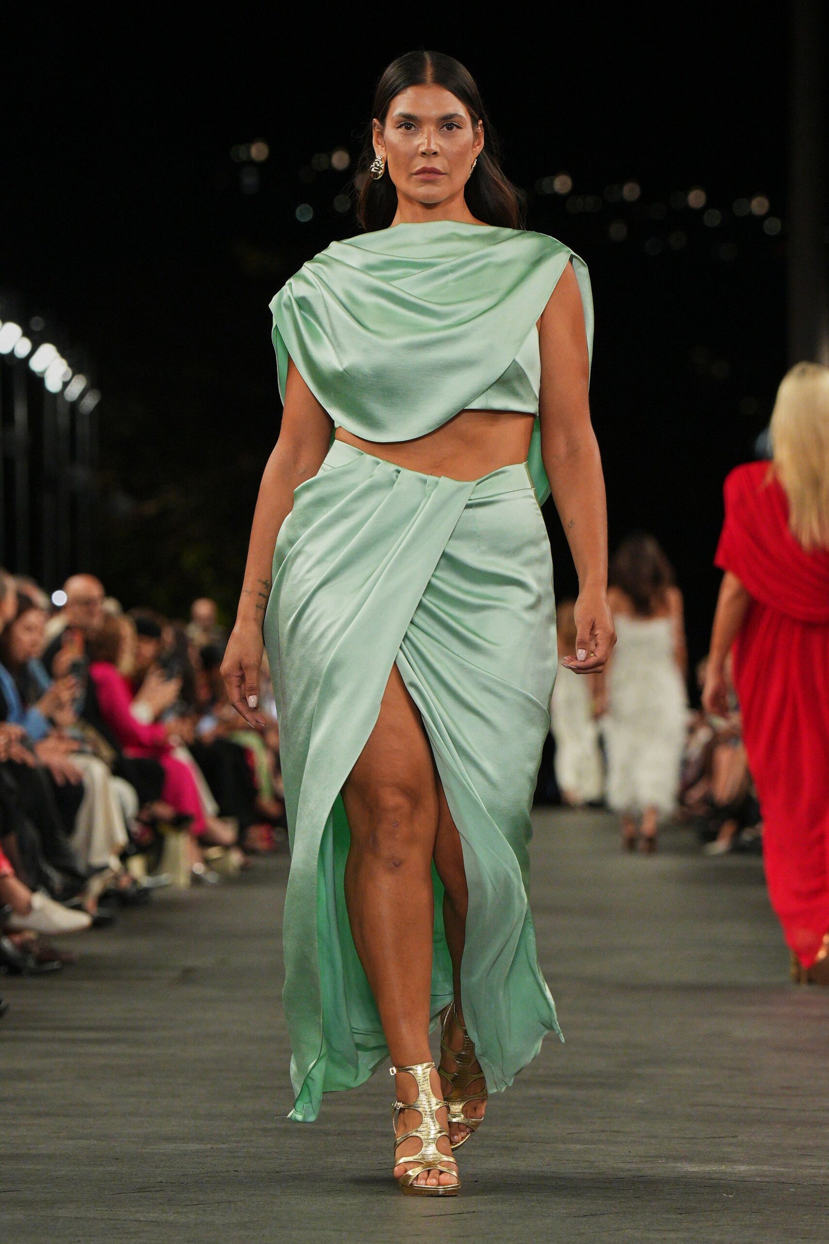 mint green satin set