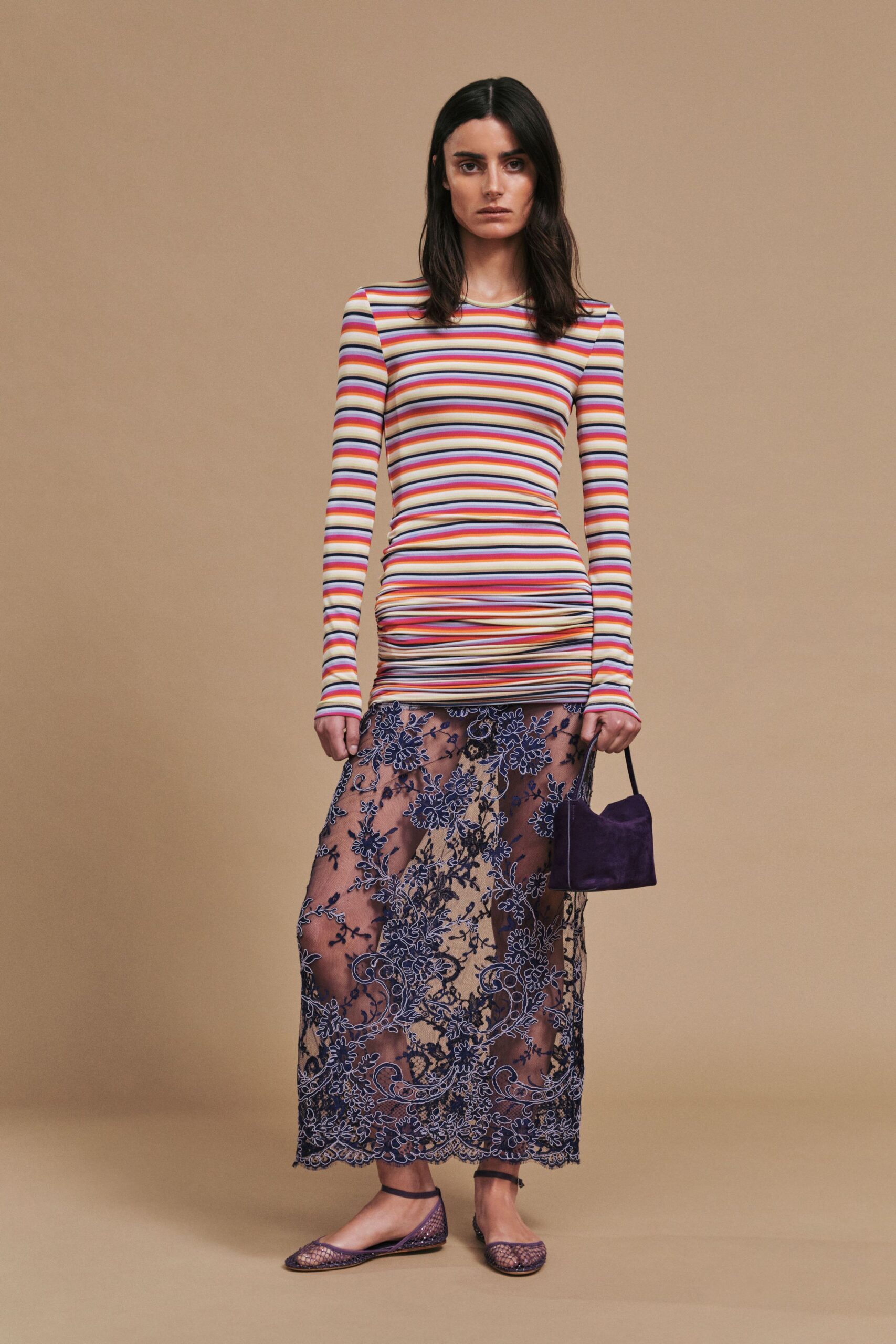 blue lace relaxed layered embroidered sheer maxi skirt