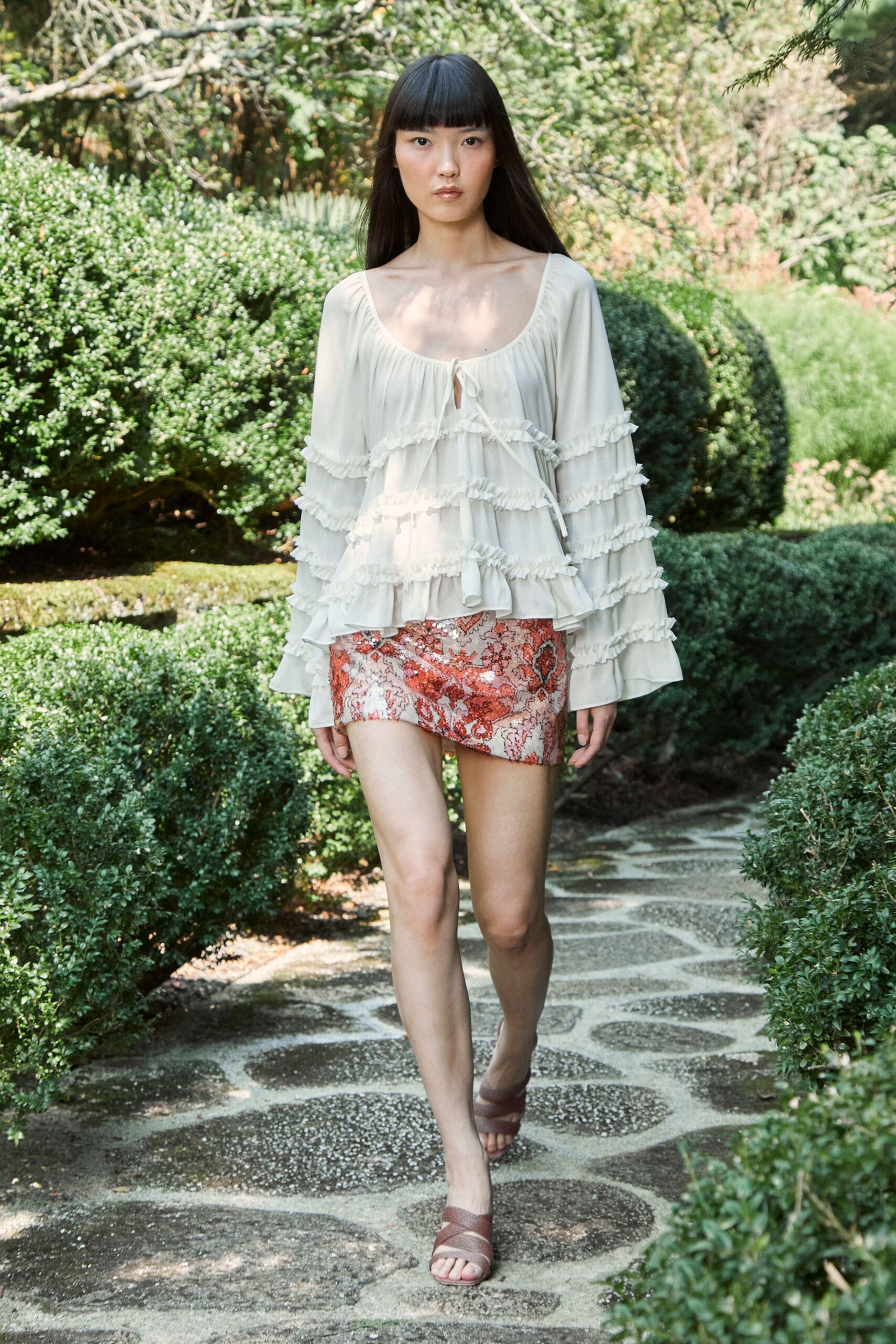 red cotton fitted flared mini skirt