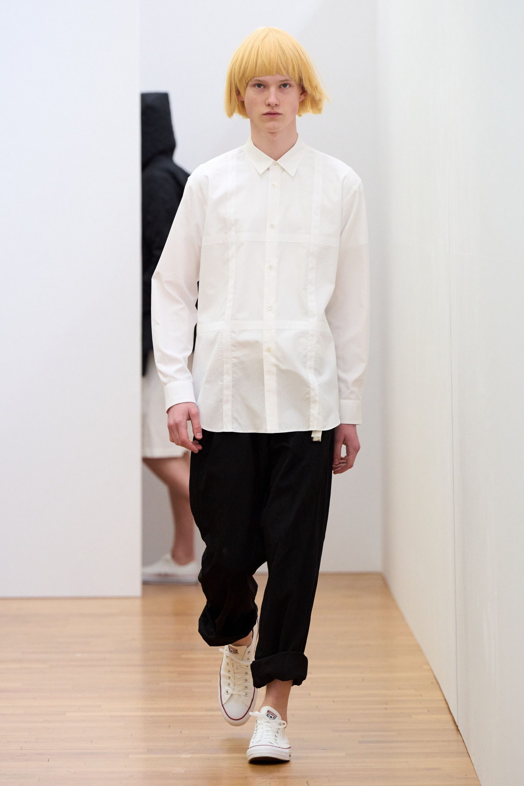 white shirt black pants