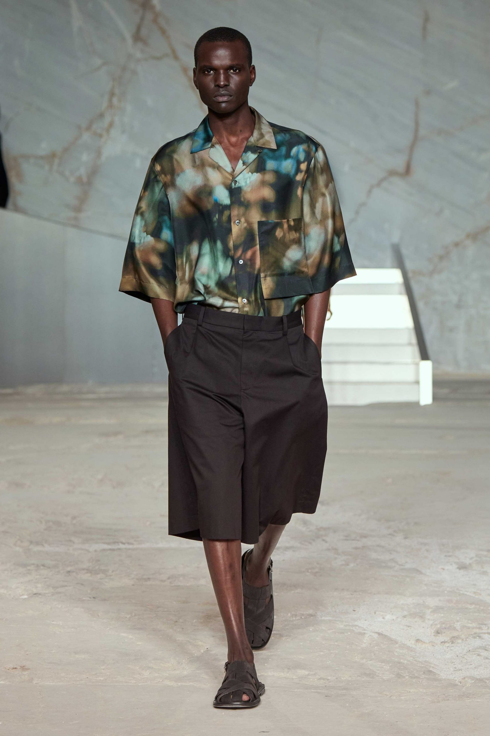 multi silk short-sleeve collared relaxed printed shirt