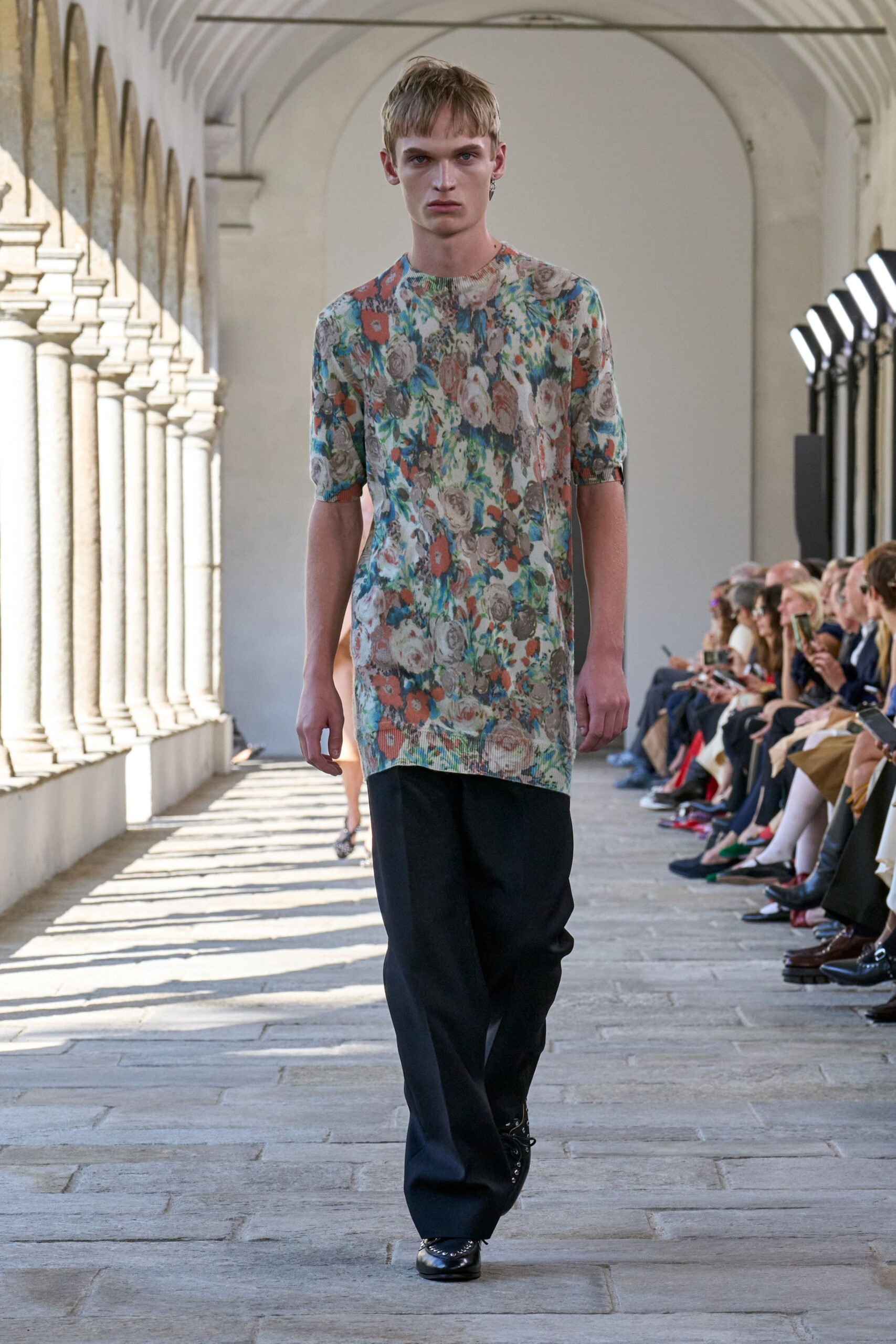 multi cotton short-sleeve collared relaxed floral shirt