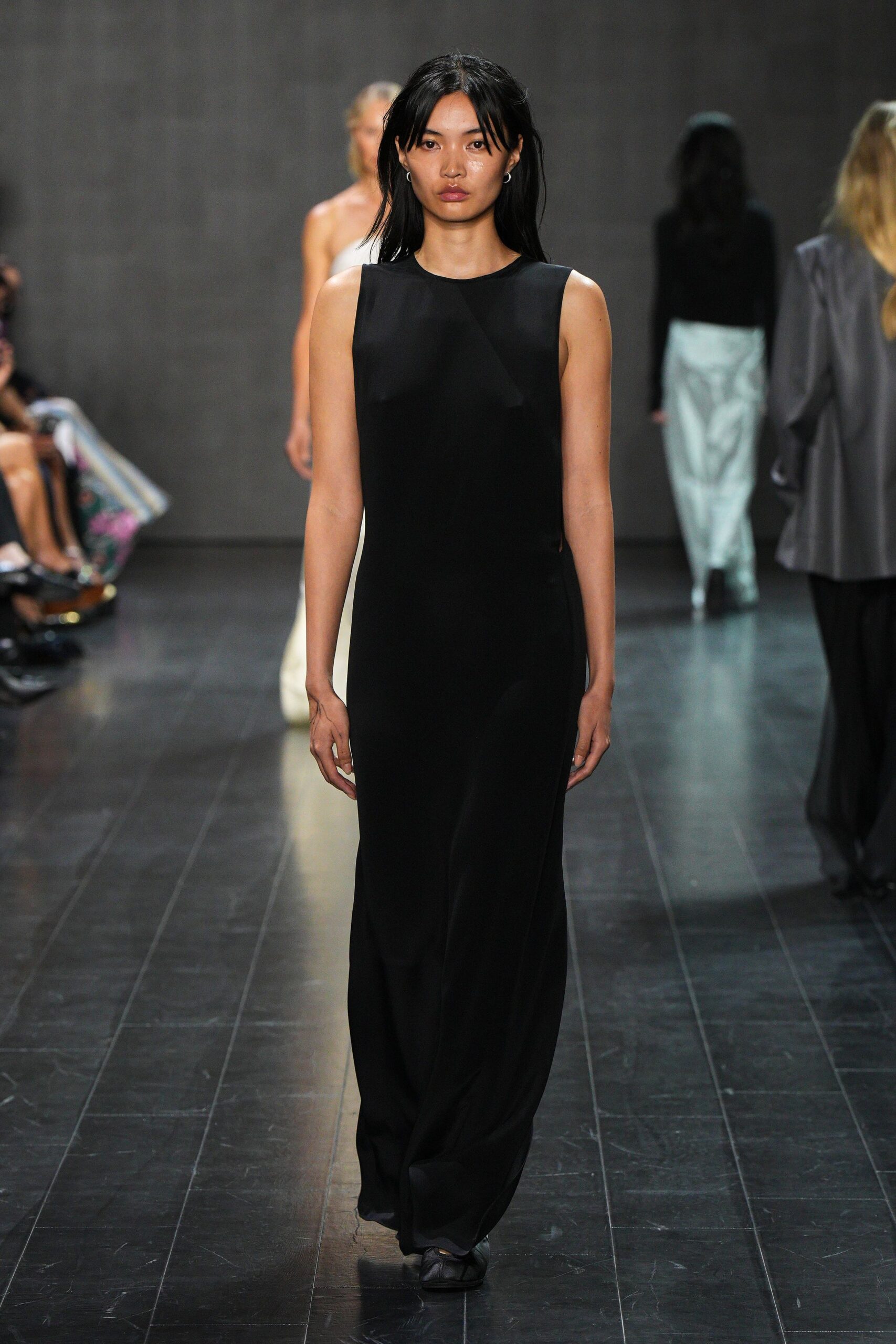 black sleeveless maxi gown