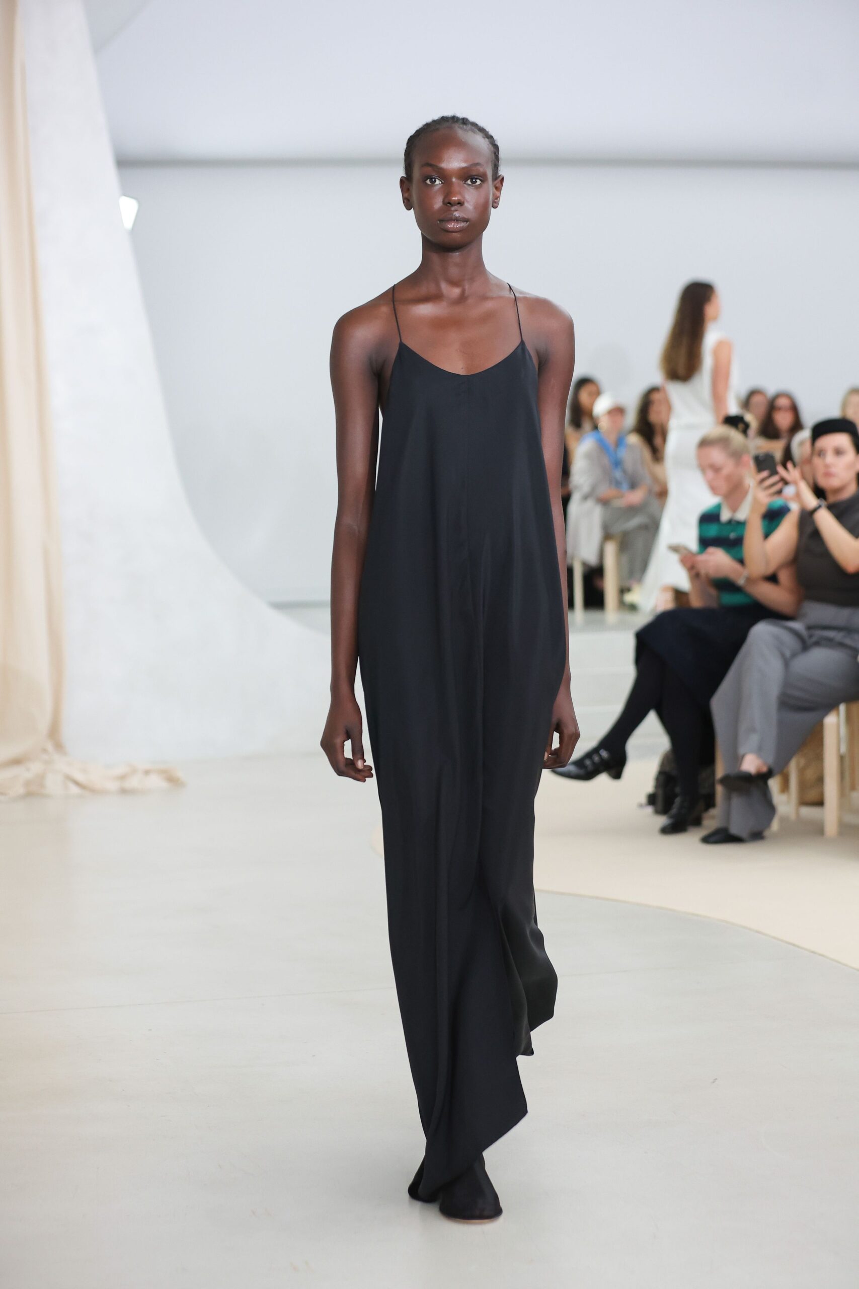 black draped maxi gown