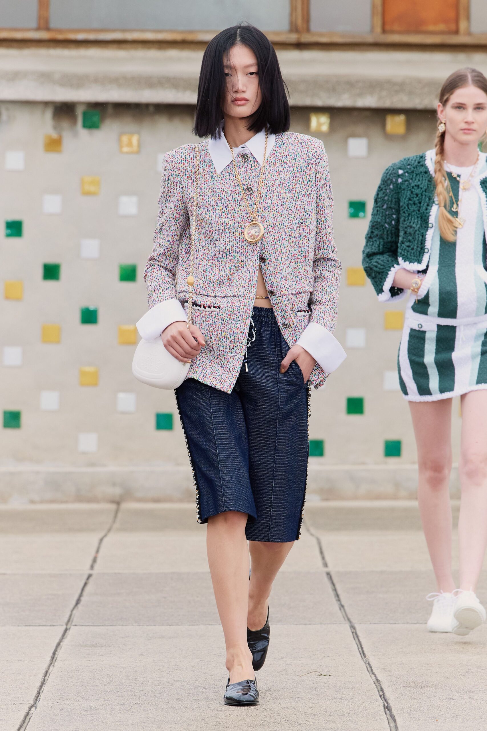 multi cotton long-sleeve collared tailored buttoned blazer