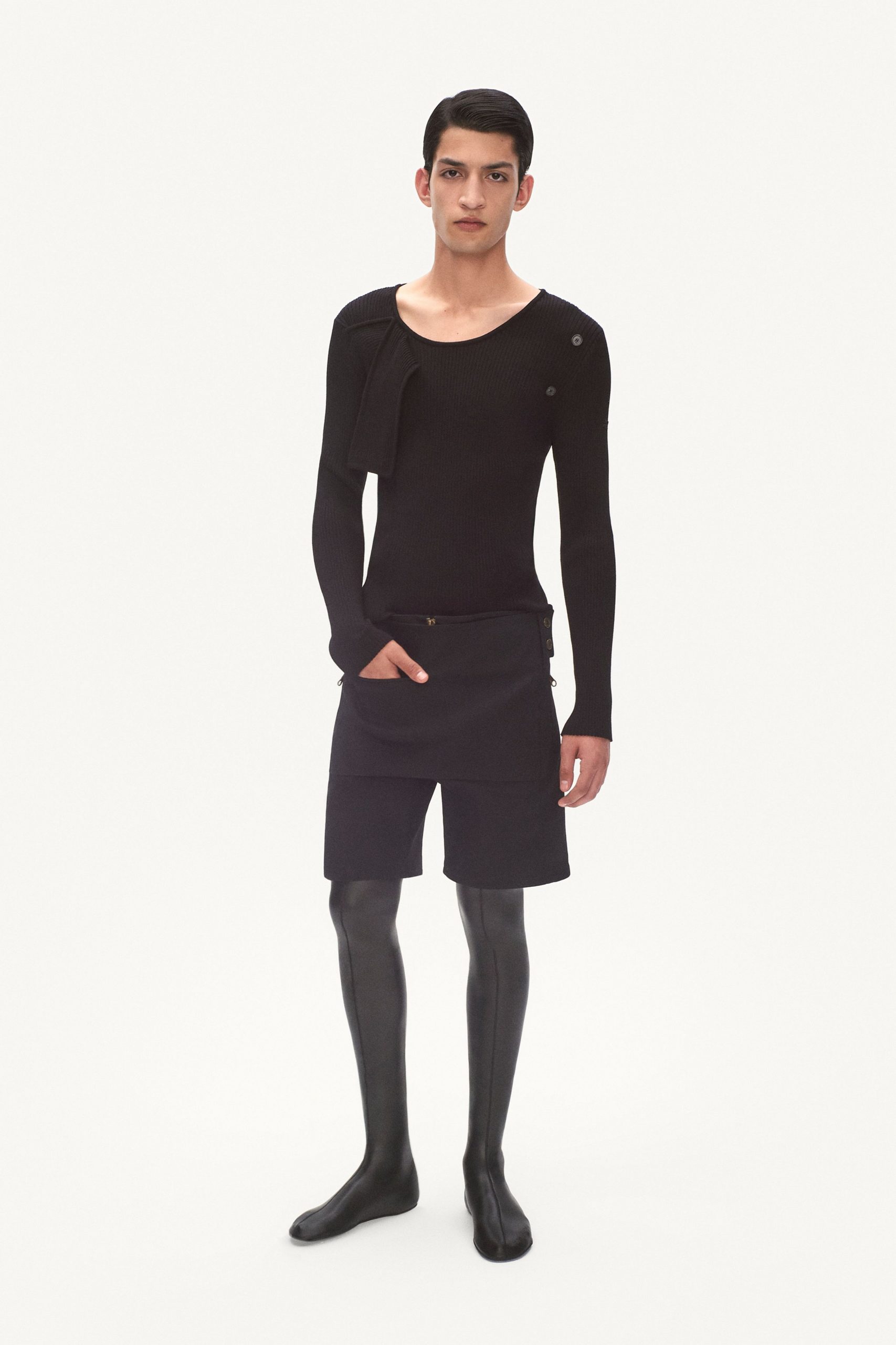 black fitted top with shorts