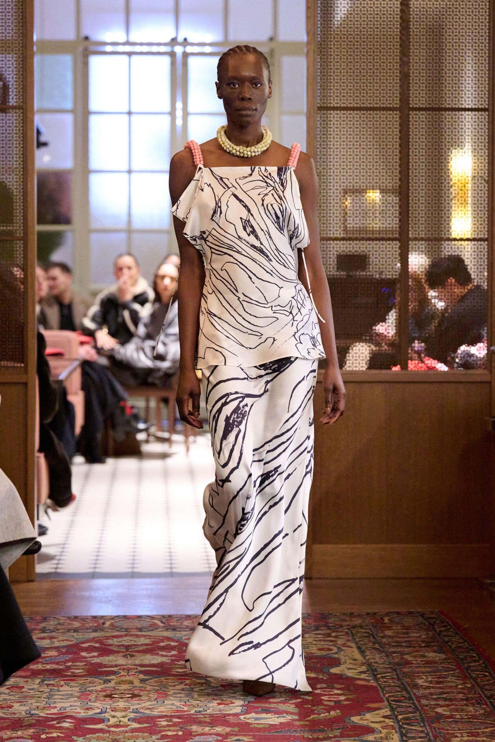 white black printed maxi dress