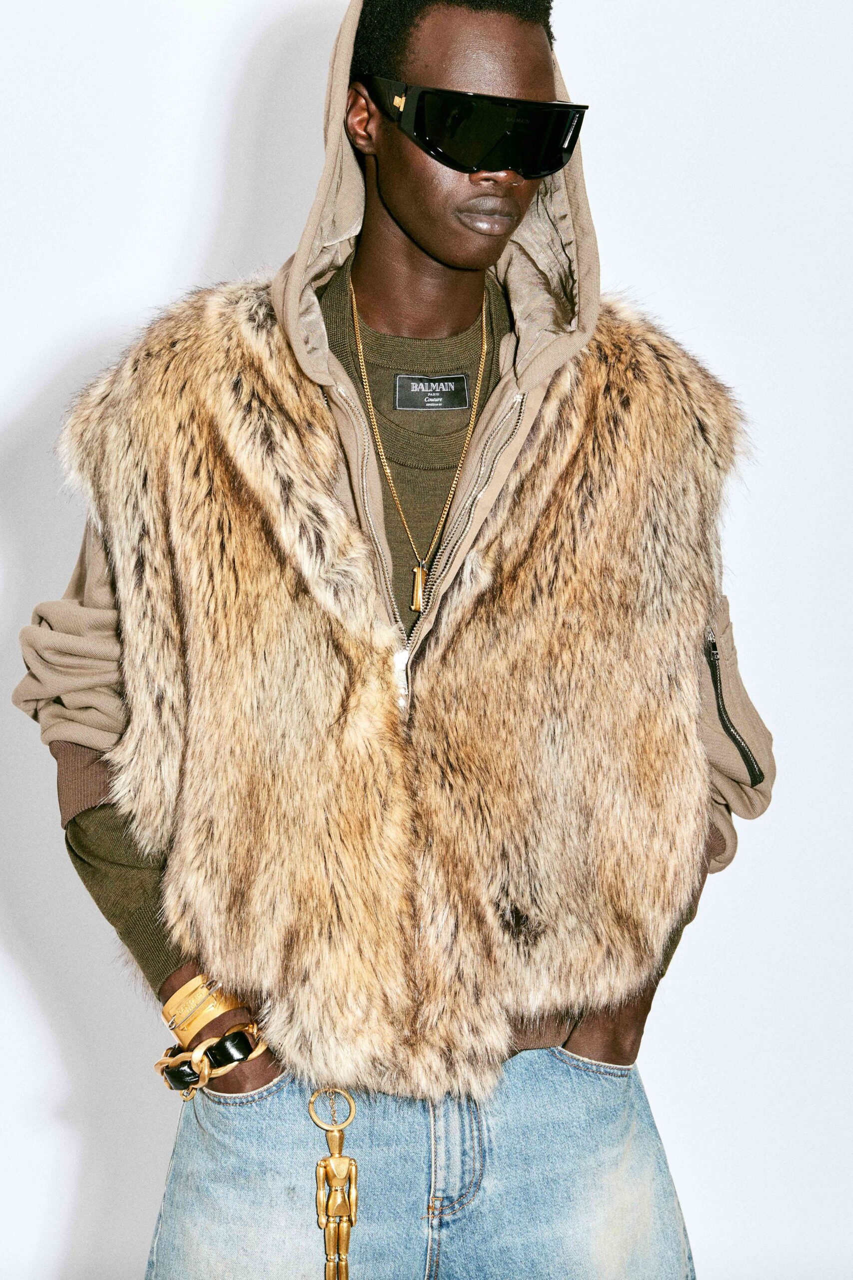 brown fur fitted vest