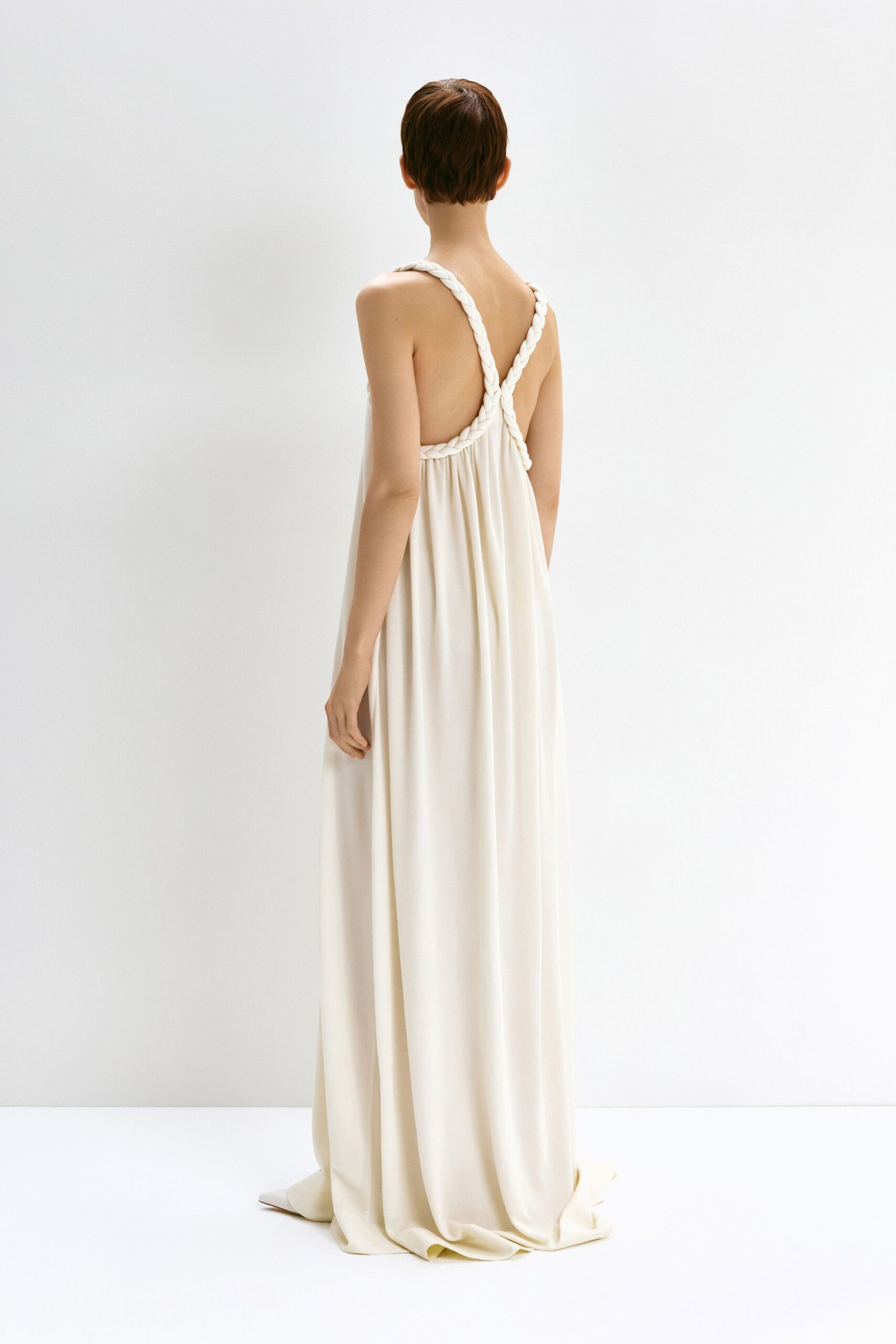 ivory silk backless gown